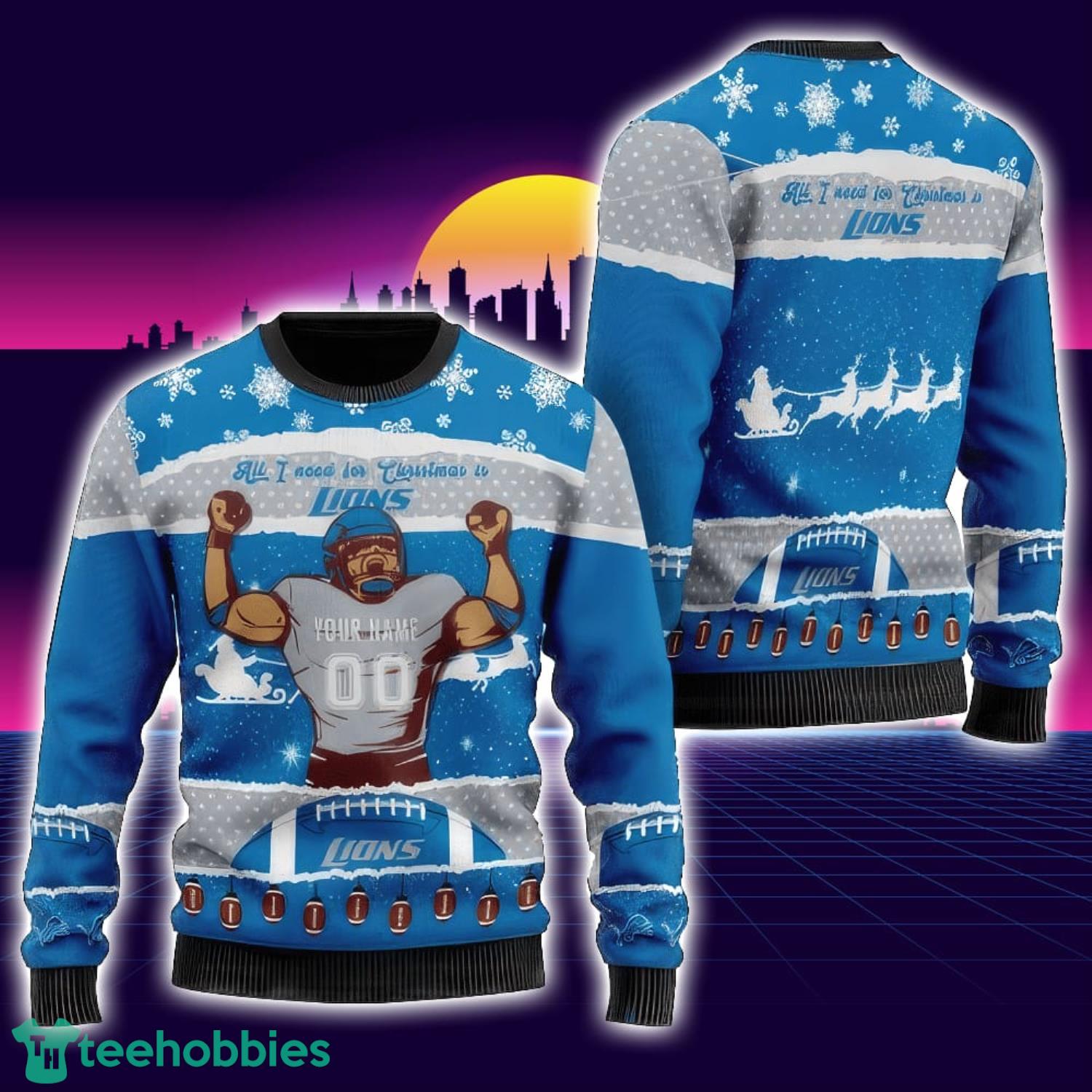 NFL Detroit Lions Custom Christmas Gift Ugly Christmas Sweater Unisex Sweater Product Photo 1