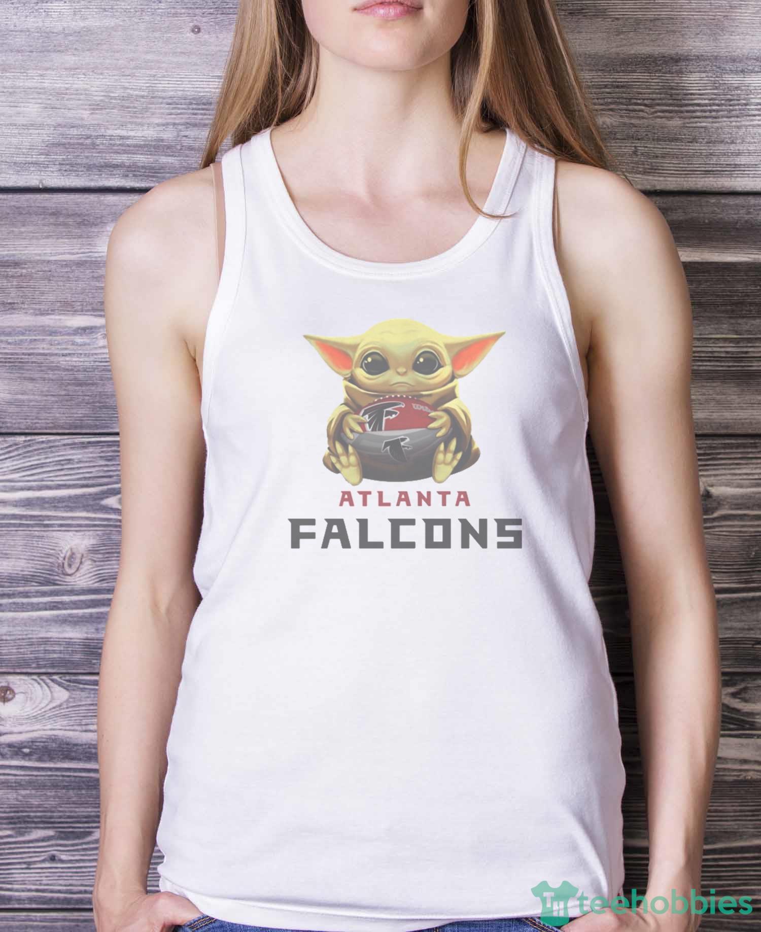 NFL Football Atlanta Falcons Baby Yoda Star Wars Shirt T Shirt - White Ladies Tank Top