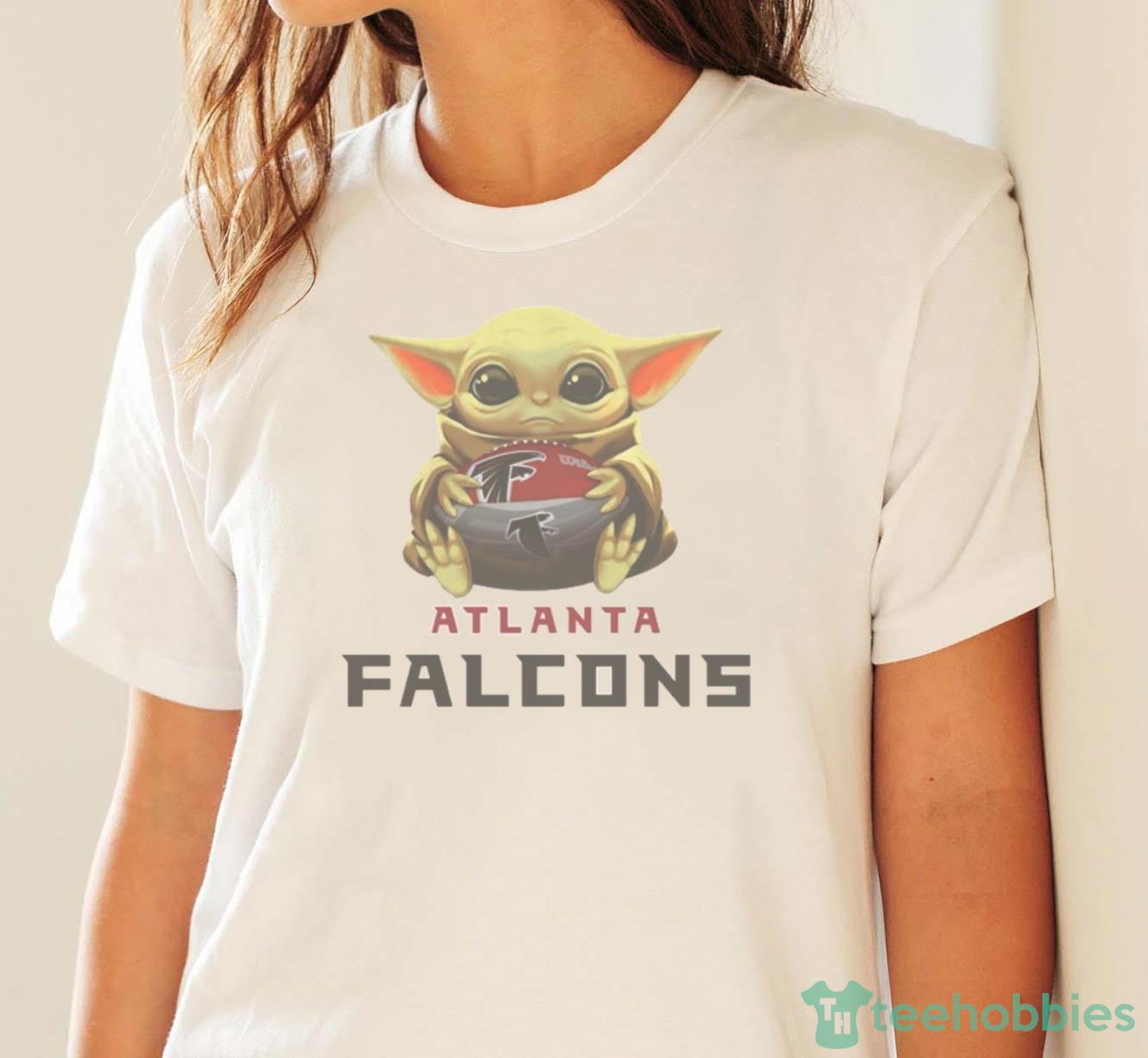 NFL Football Atlanta Falcons Baby Yoda Star Wars Shirt T Shirt - White Ladies T-Shirt