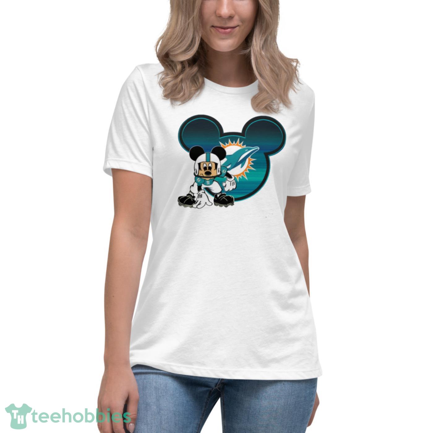 NFL Miami Dolphins Mickey Mouse Disney Football T Shirt T Shirt - Womens Relaxed Short Sleeve Jersey Tee NFL Miami Dolphins Mickey Mouse Disney Football T Shirt T Shirt - Womens Relaxed Short Sleeve Jersey Tee