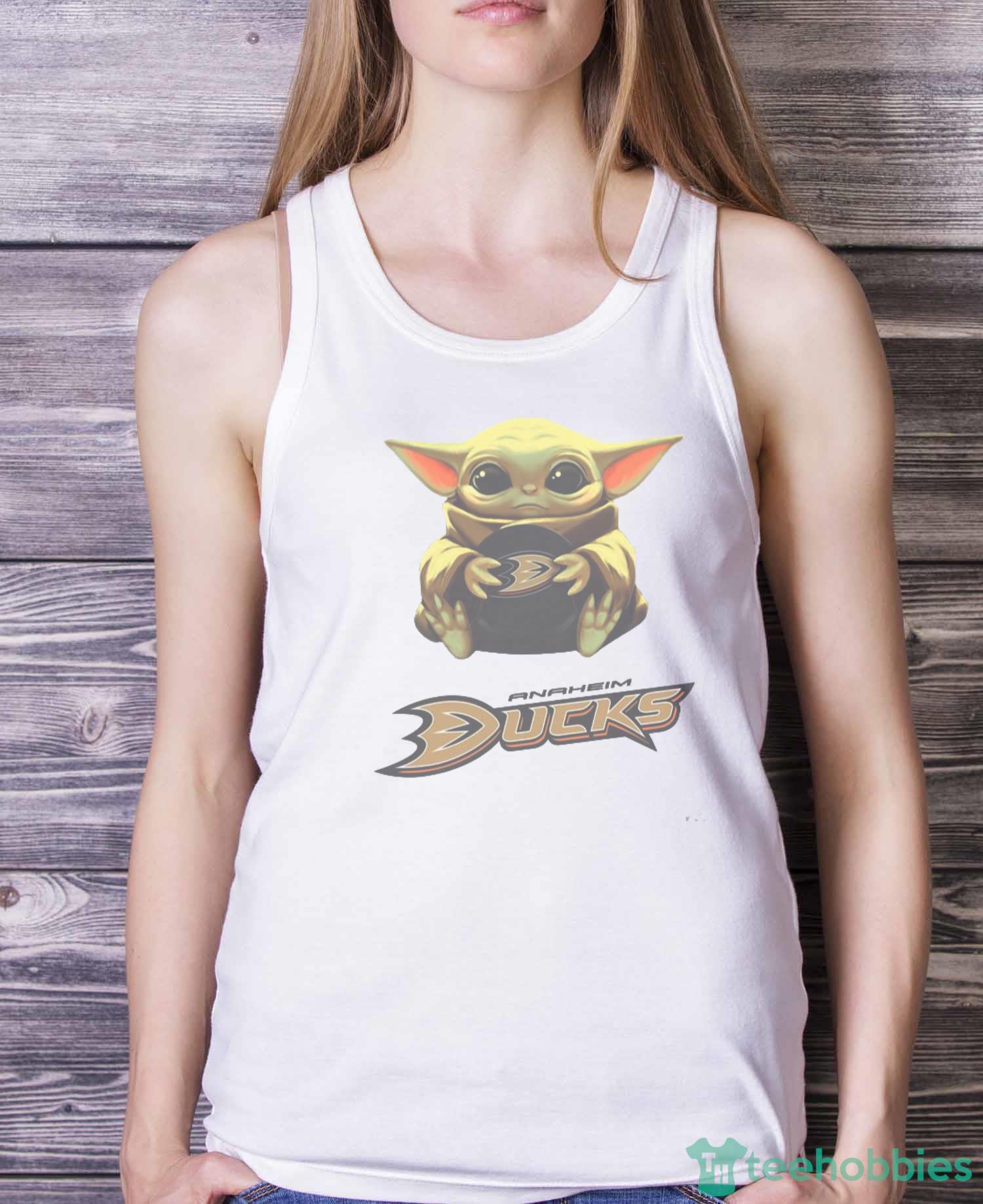 NHL Hockey Anaheim Ducks Star Wars Baby Yoda Shirt T Shirt - White Ladies Tank Top