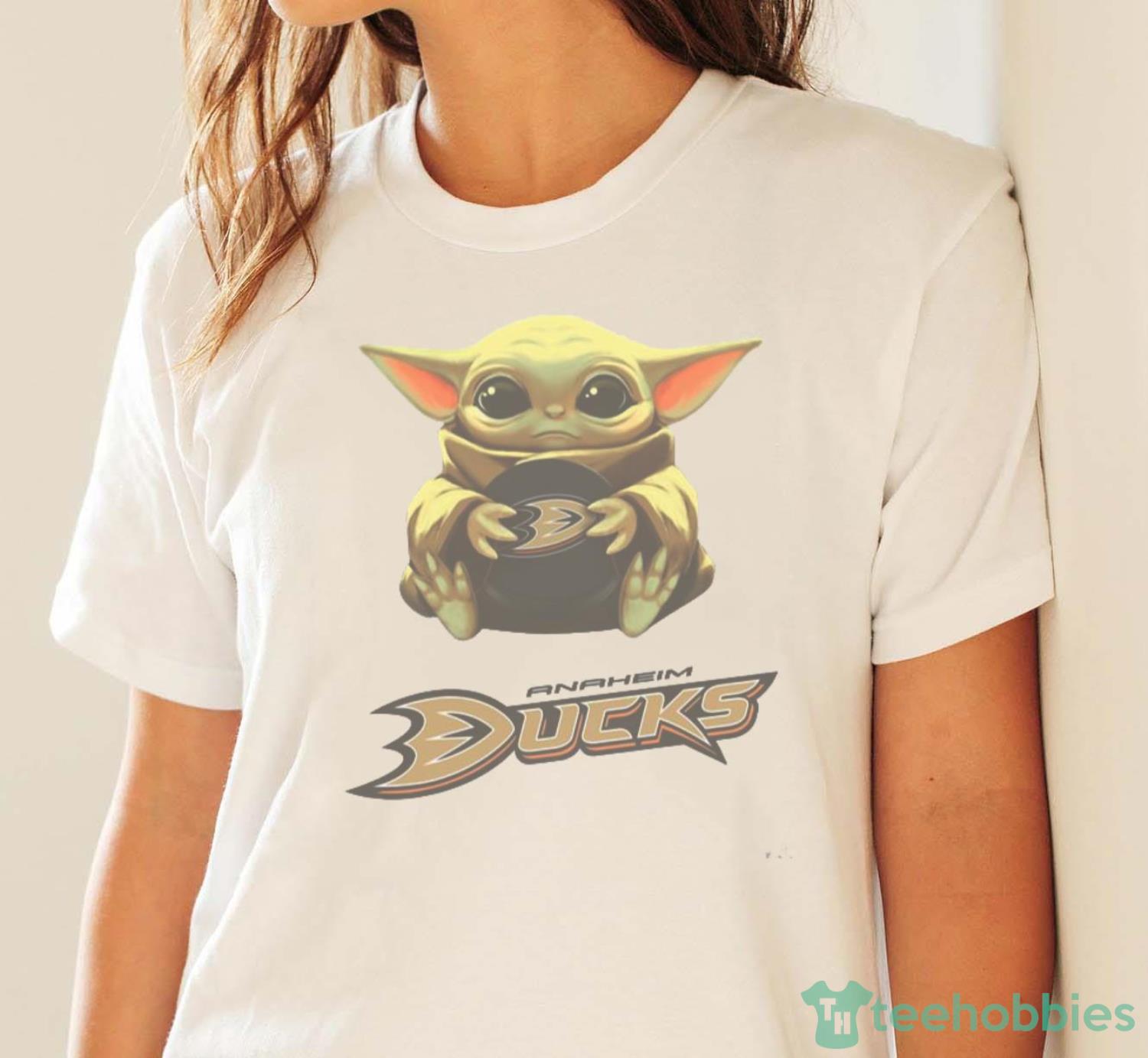 NHL Hockey Anaheim Ducks Star Wars Baby Yoda Shirt T Shirt - White Ladies T-Shirt