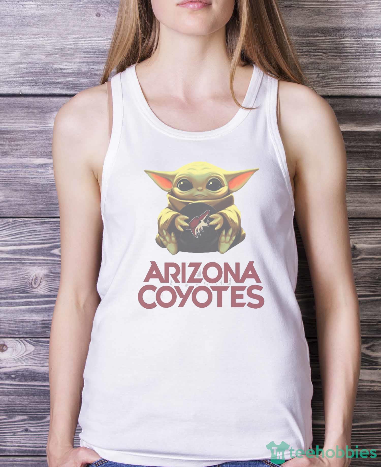 NHL Hockey Arizona Coyotes Star Wars Baby Yoda Shirt T Shirt - White Ladies Tank Top