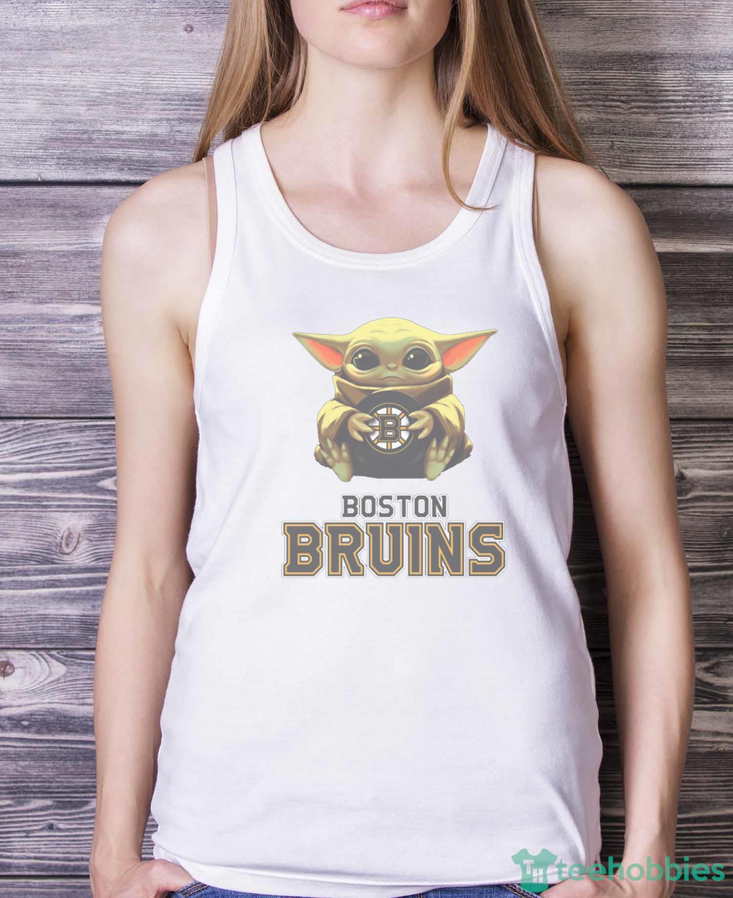 NHL Hockey Boston Bruins Star Wars Baby Yoda Shirt T Shirt - White Ladies Tank Top