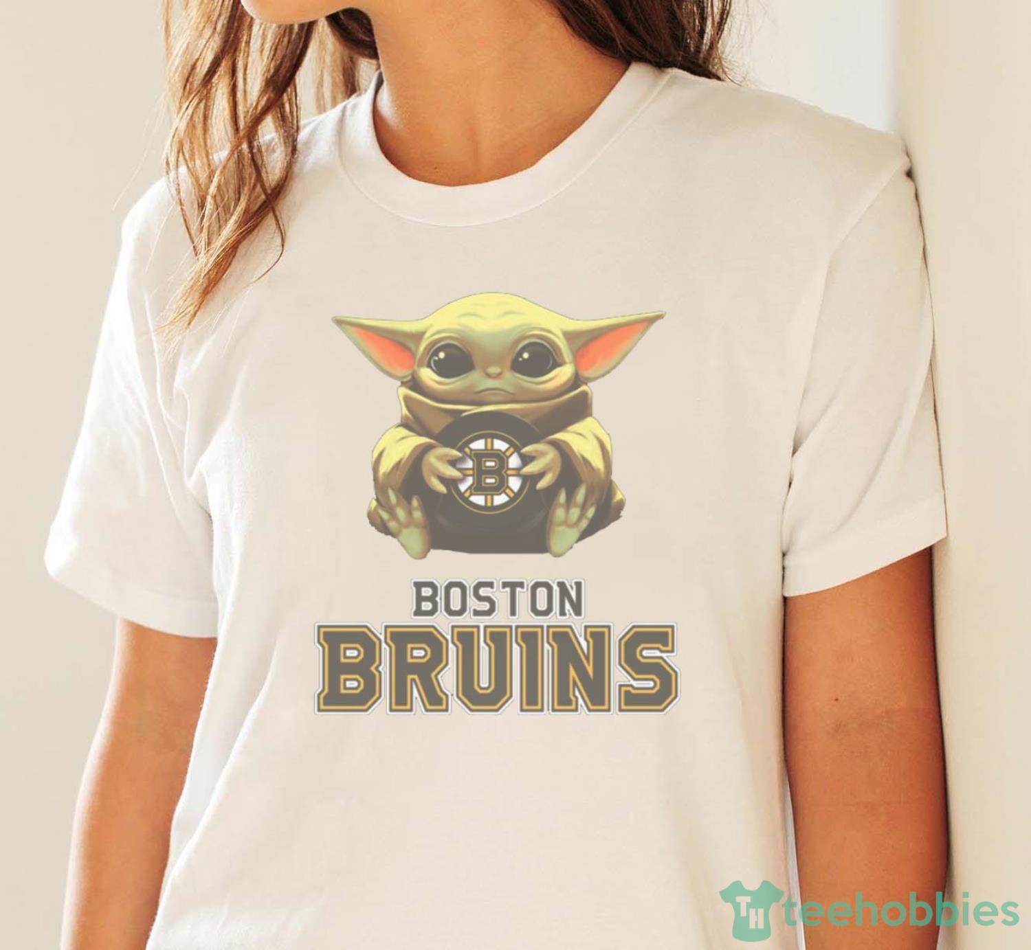 NHL Hockey Boston Bruins Star Wars Baby Yoda Shirt T Shirt - White Ladies T-Shirt