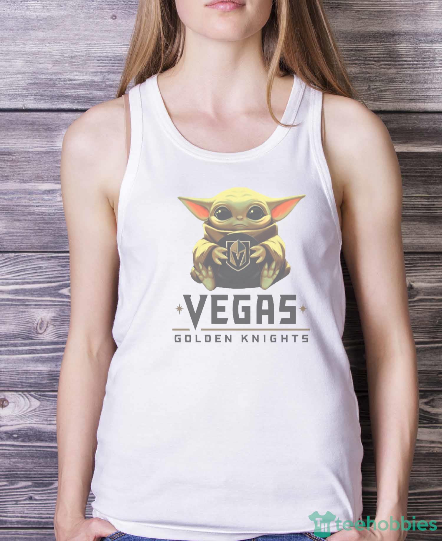 NHL Hockey Vegas Golden Knights Star Wars Baby Yoda Shirt T Shirt - White Ladies Tank Top