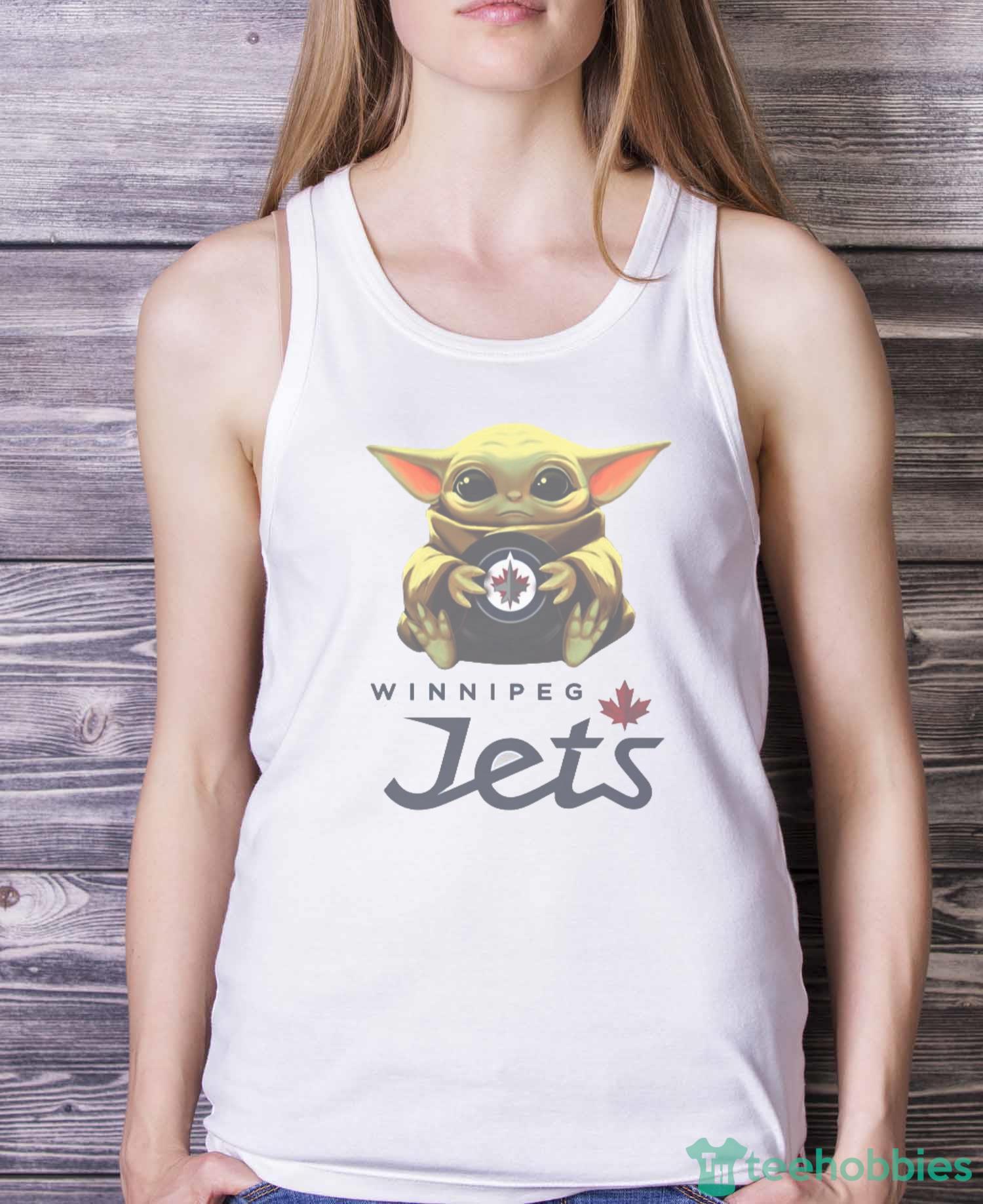 NHL Hockey Winnipeg Jets Star Wars Baby Yoda Shirt T Shirt - White Ladies Tank Top