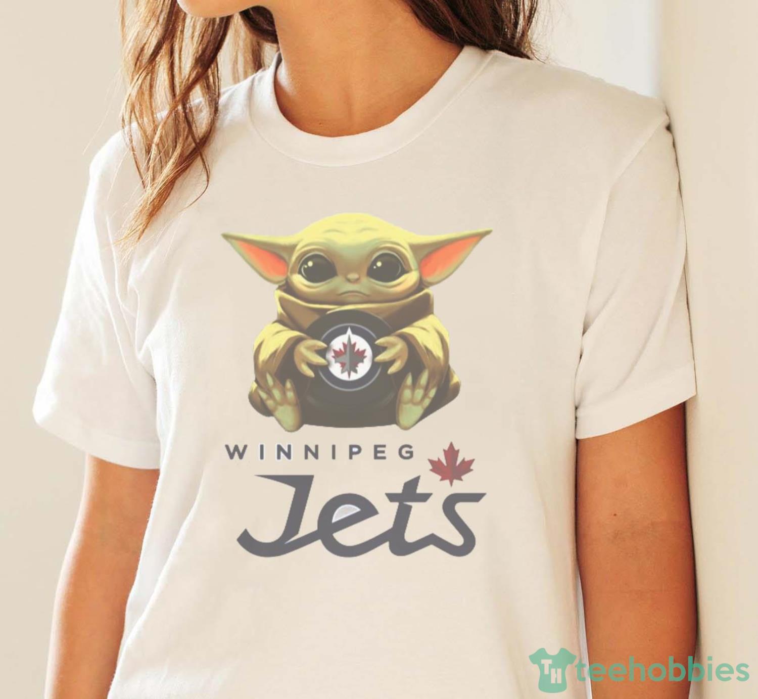 NHL Hockey Winnipeg Jets Star Wars Baby Yoda Shirt T Shirt - White Ladies T-Shirt
