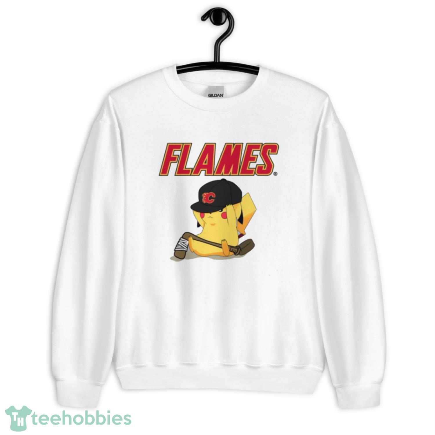 NHL Pikachu Hockey Sports Calgary Flames T Shirt Product Photo 3