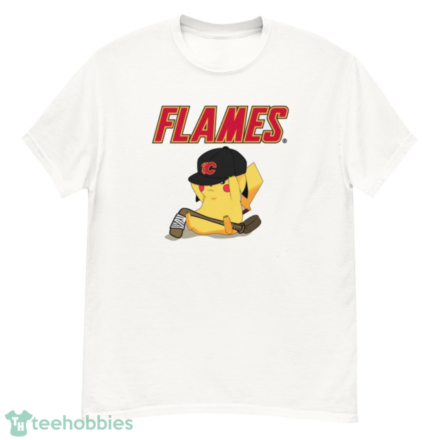 NHL Pikachu Hockey Sports Calgary Flames T Shirt Product Photo 1