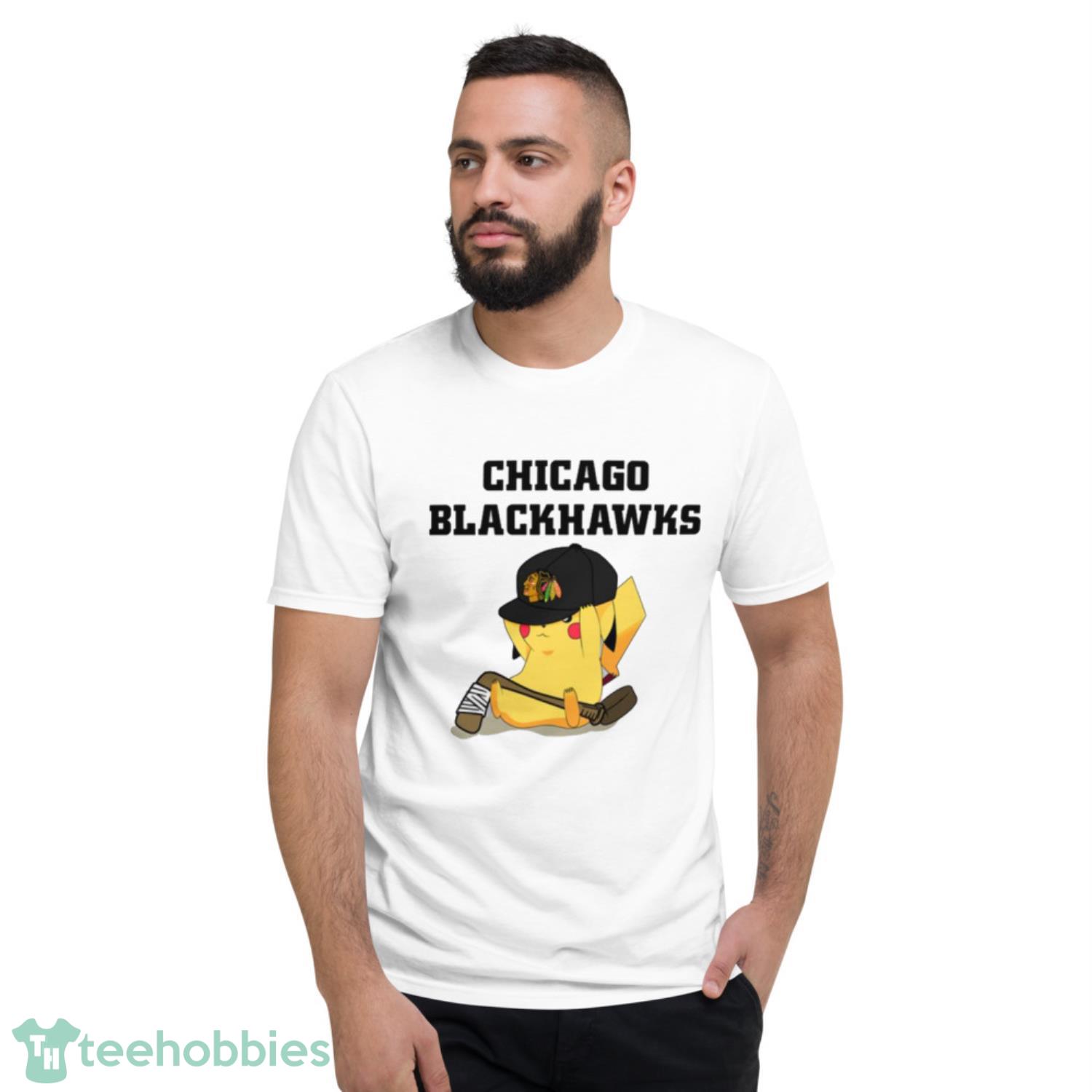 NHL Pikachu Hockey Sports Chicago Blackhawks T Shirt Product Photo 2
