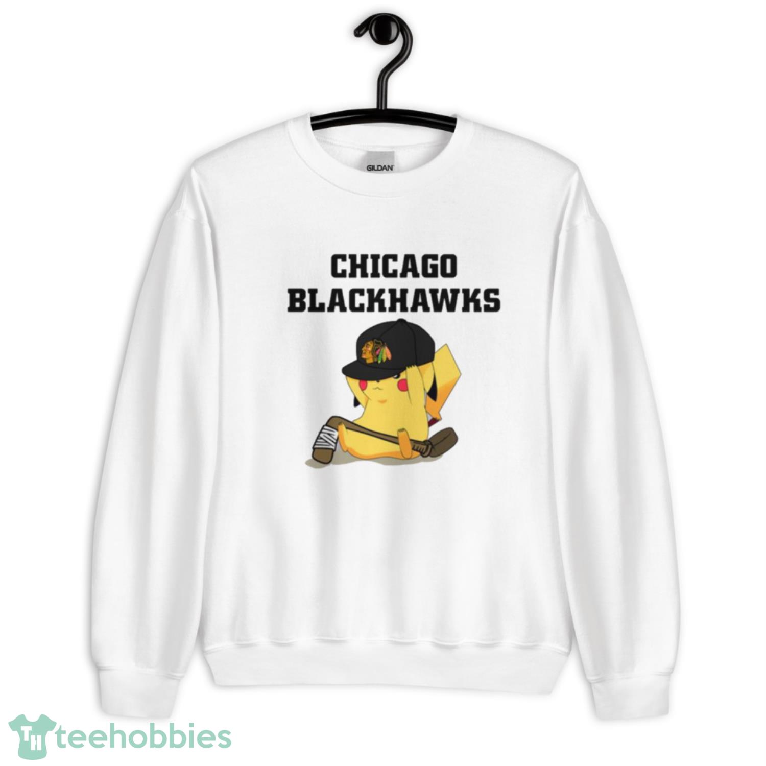 NHL Pikachu Hockey Sports Chicago Blackhawks T Shirt Product Photo 3