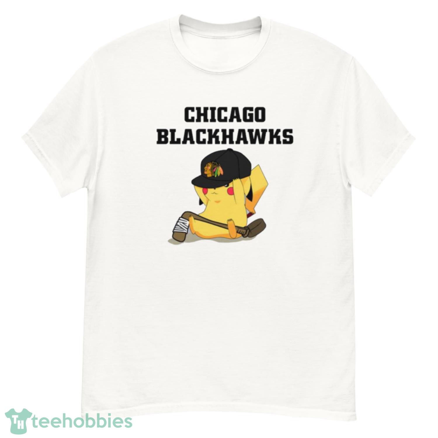 NHL Pikachu Hockey Sports Chicago Blackhawks T Shirt Product Photo 1