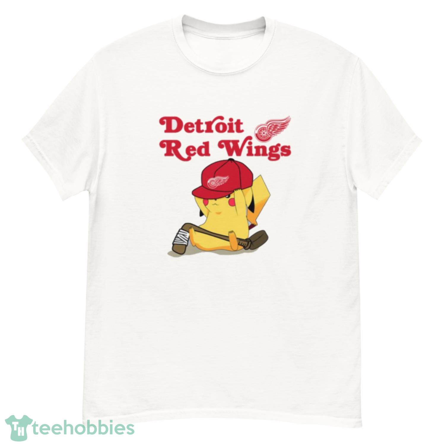 NHL Pikachu Hockey Sports Detroit Red Wings T Shirt Product Photo 1
