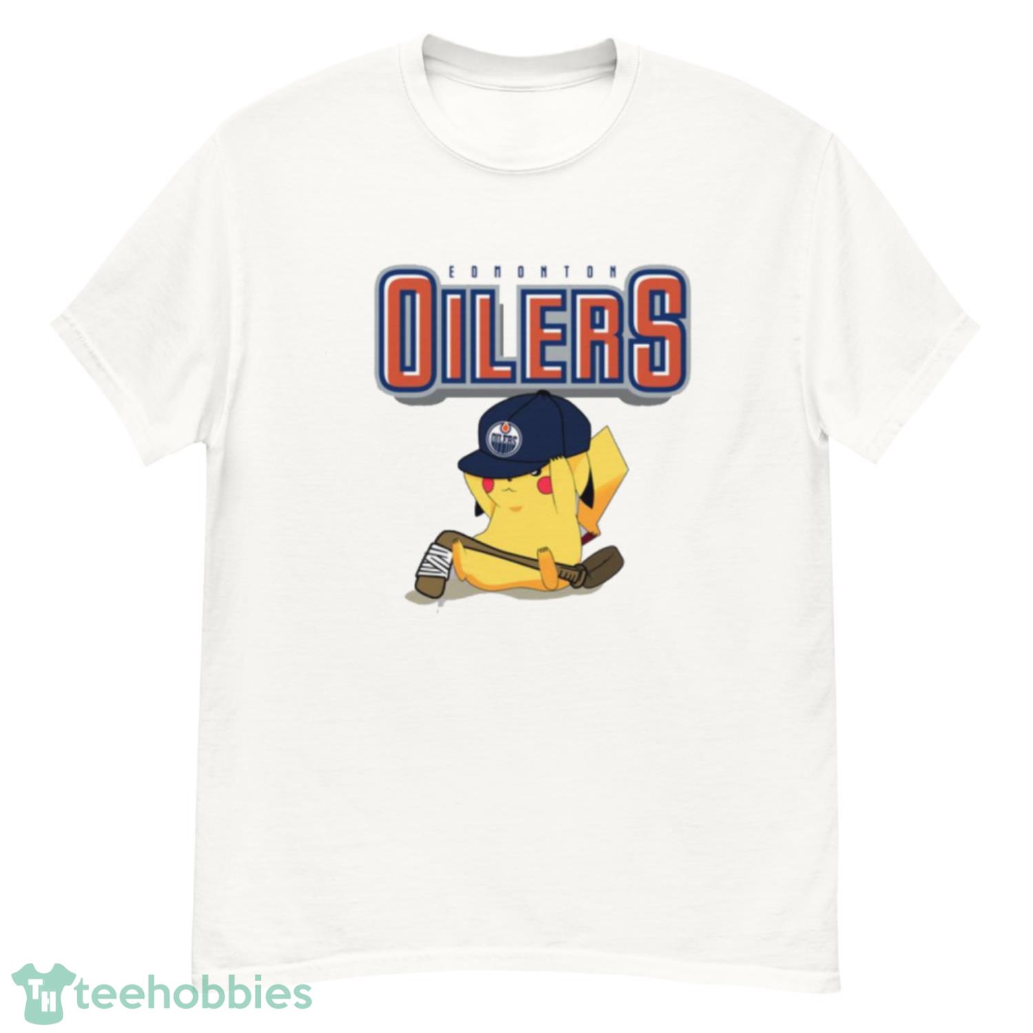 NHL Pikachu Hockey Sports Edmonton Oilers T Shirt Product Photo 1