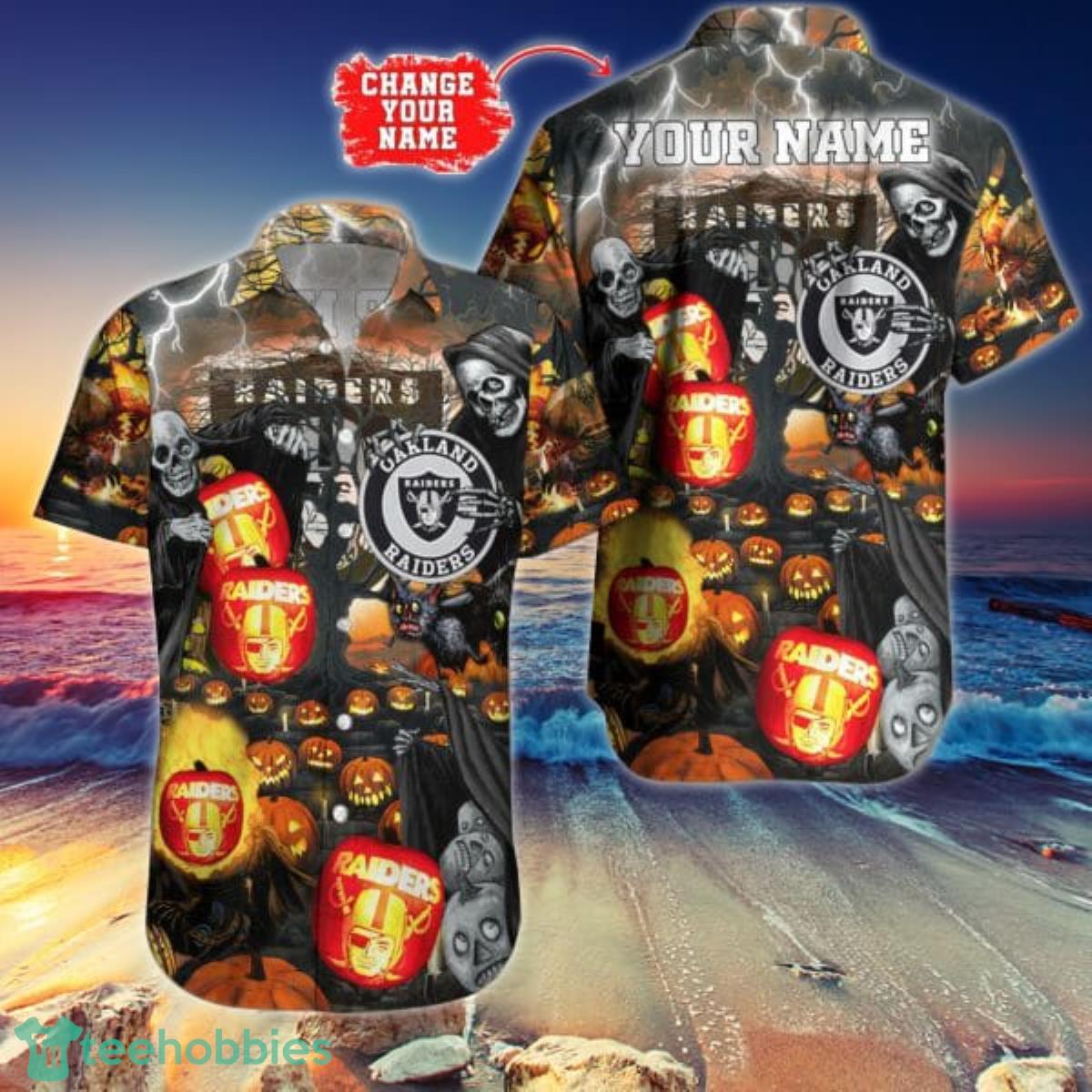 Oakland Raiders NFL Hawaiian Shirt Custom Name Halloween Hot Trending 2023 Product Photo 1