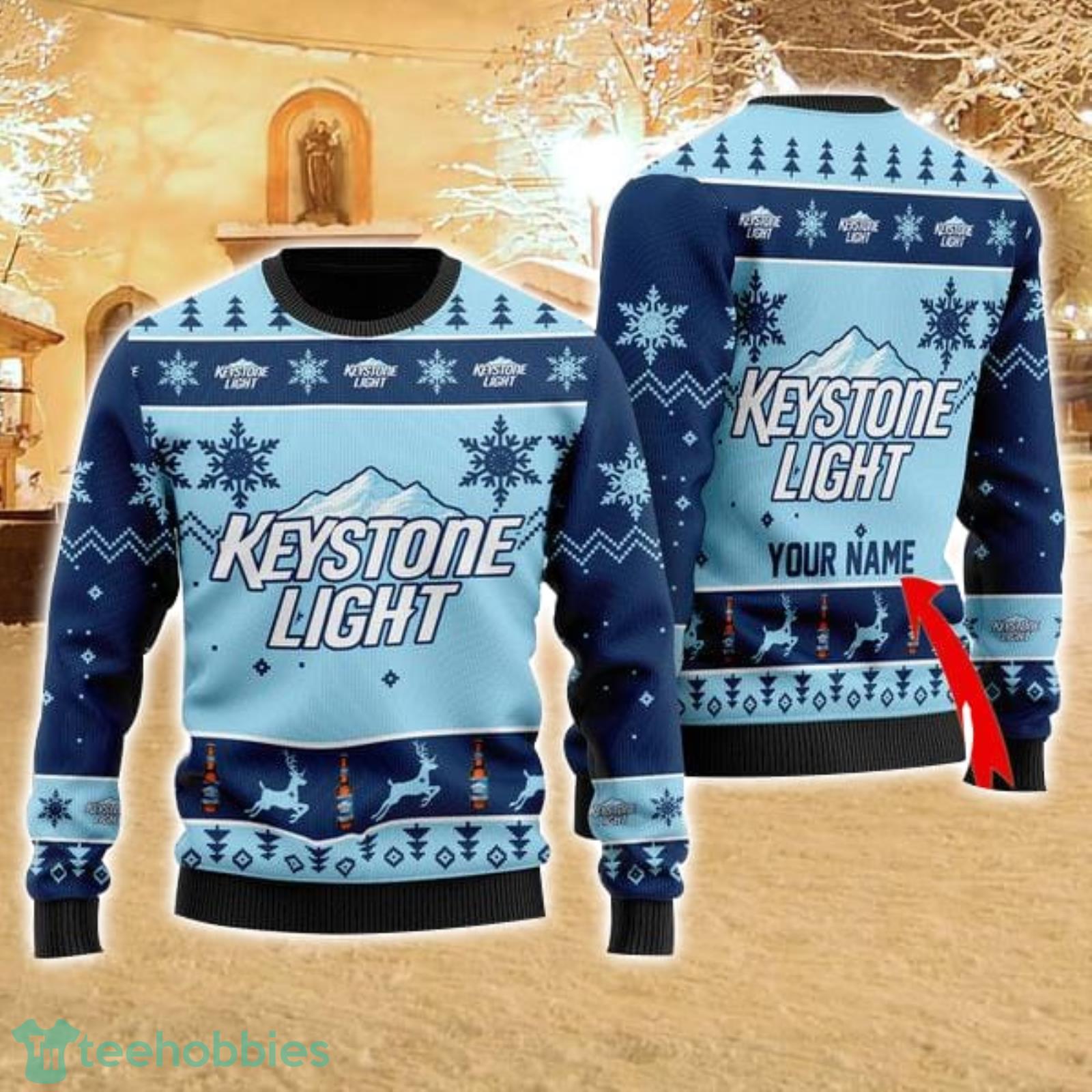 Personalized Name Funny Keystone Light 3D All Over Print Ugly Christmas Sweater For Family Christmas Gift Product Photo 1