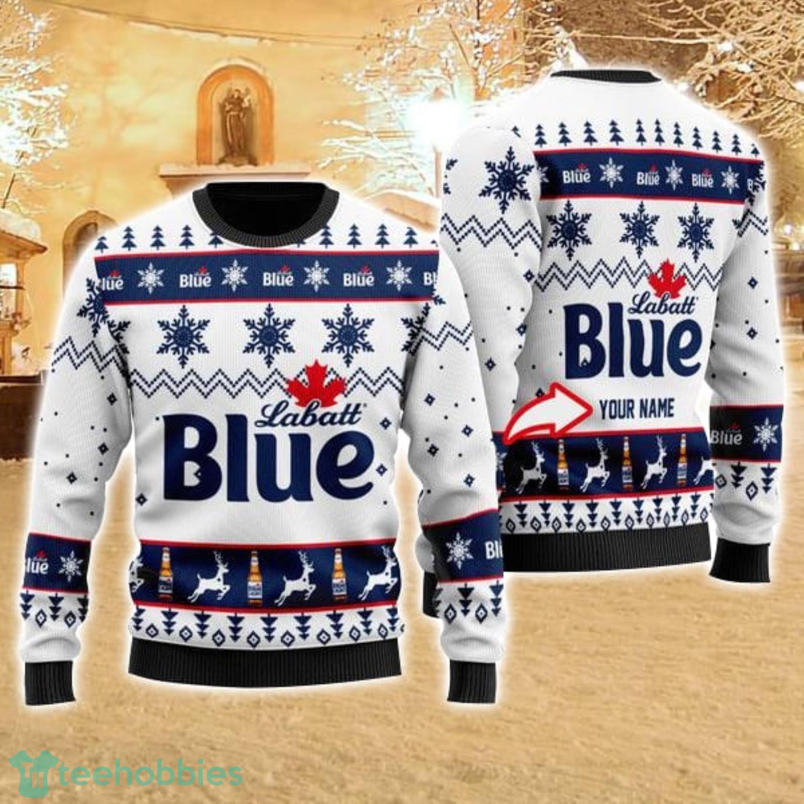 Personalized Name Funny Labatt Blue 3D All Over Print Ugly Christmas Sweater For Family Christmas Gift Product Photo 1