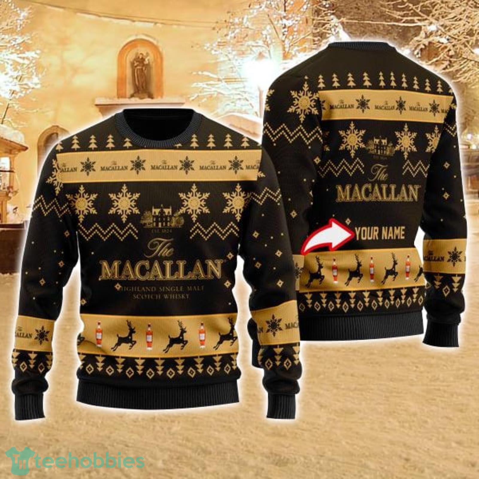 Personalized Name Funny Macallan Whisky 3D All Over Print Ugly Christmas Sweater For Family Christmas Gift Product Photo 1