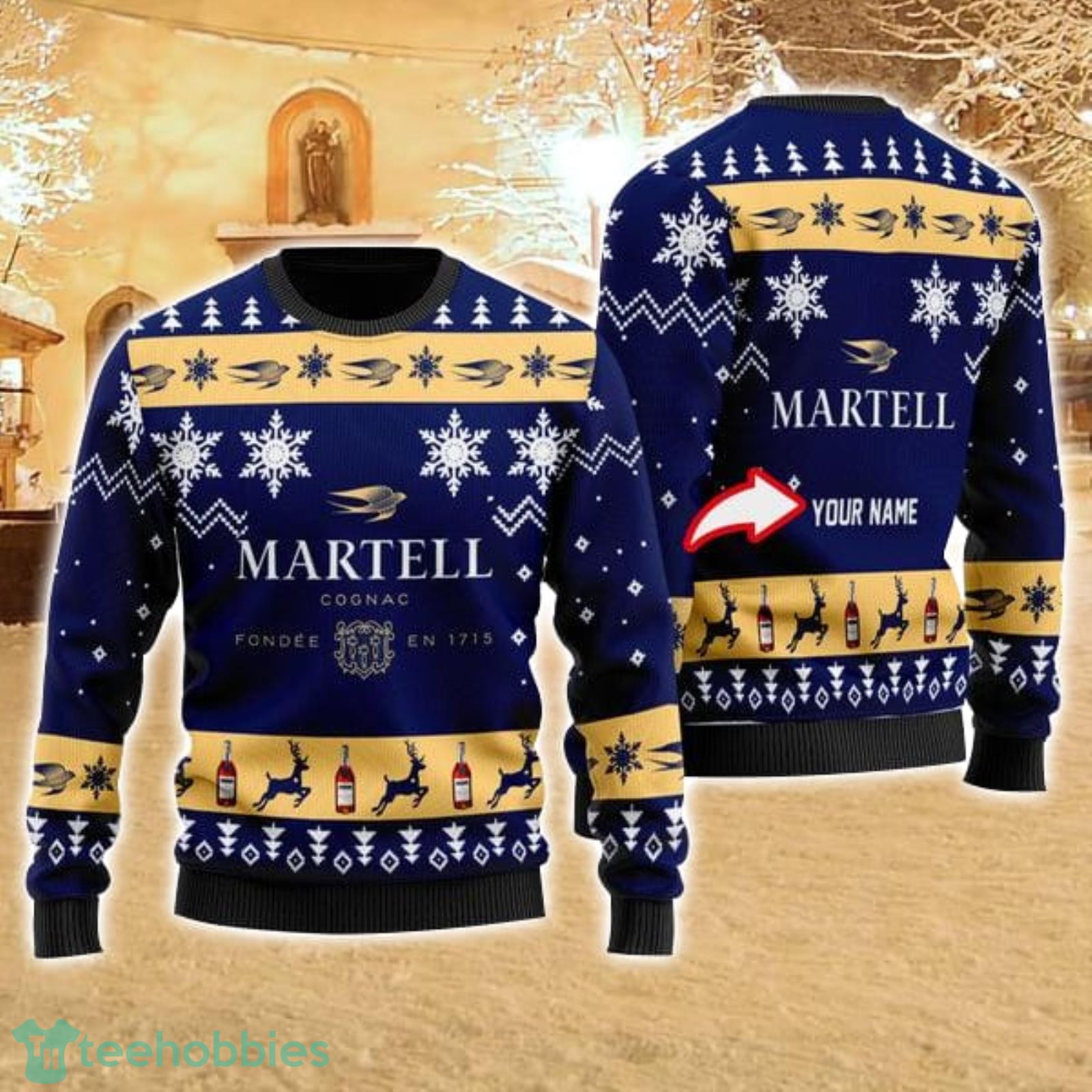 Personalized Name Funny Martell Cognac 3D All Over Print Ugly Christmas Sweater For Family Christmas Gift Product Photo 1
