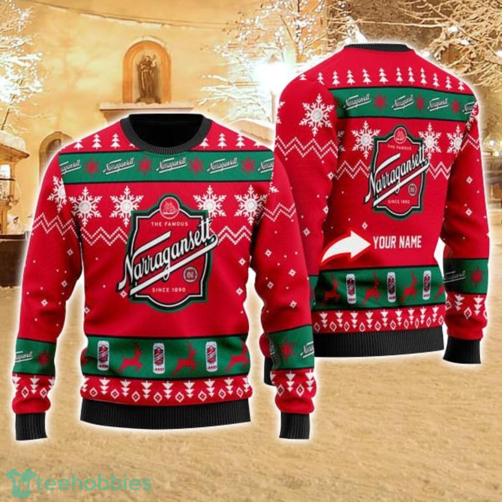 Personalized Name Funny Narragansett Beer 3D All Over Print Ugly Christmas Sweater For Family Christmas Gift Product Photo 1