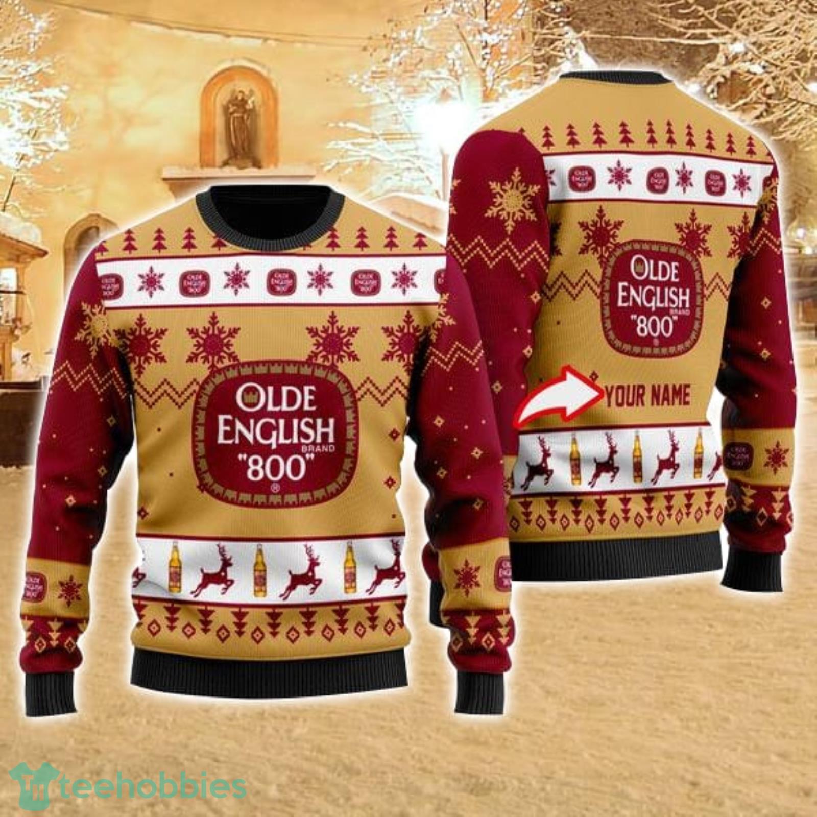 Personalized Name Funny Olde English 800 3D All Over Print Ugly Christmas Sweater For Family Christmas Gift Product Photo 1