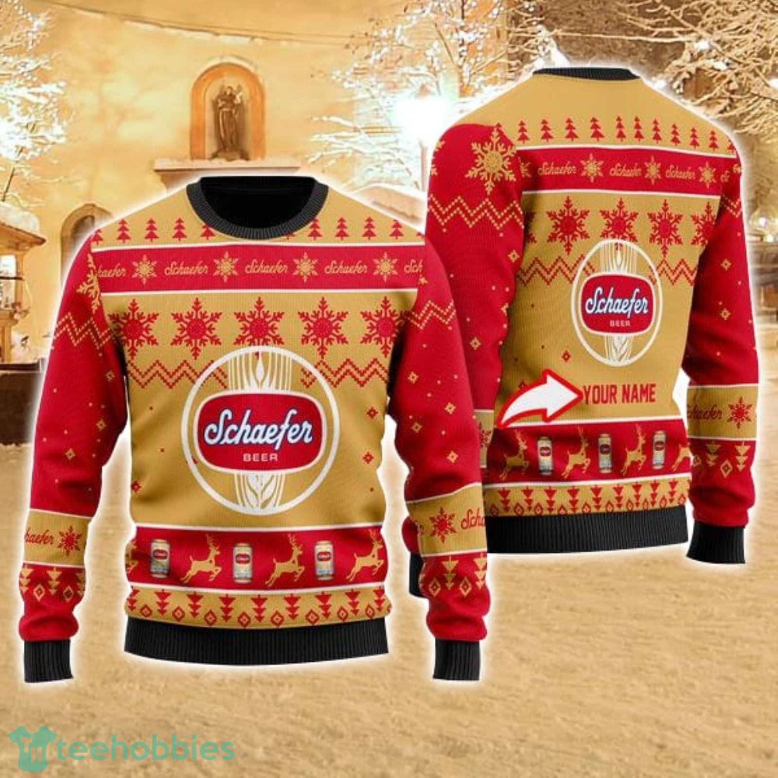 Personalized Name Funny Schaefer Beer 3D All Over Print Ugly Christmas Sweater For Family Christmas Gift Product Photo 1