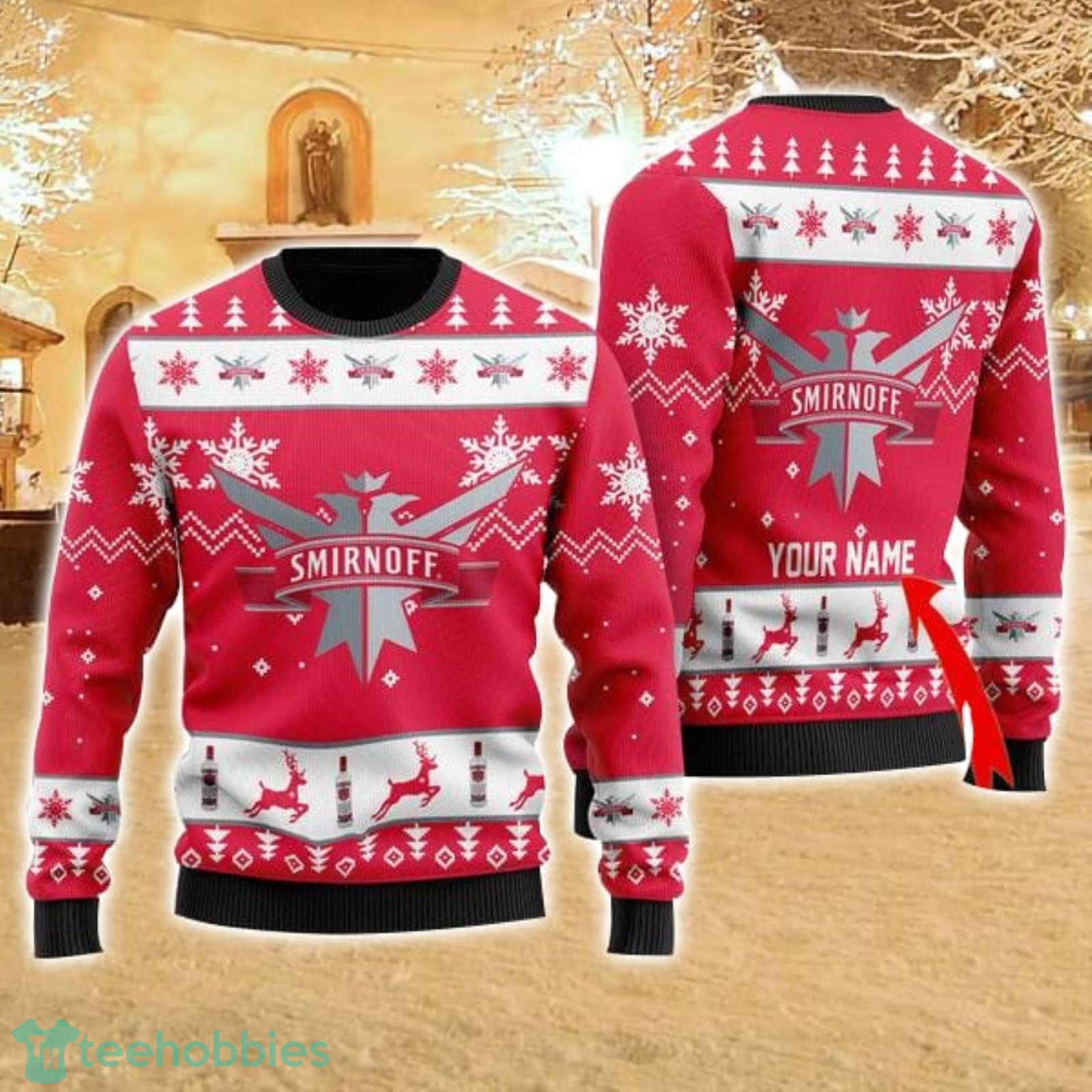 Personalized Name Funny Smirnoff Vodka 3D All Over Print Ugly Christmas Sweater For Family Christmas Gift Product Photo 1