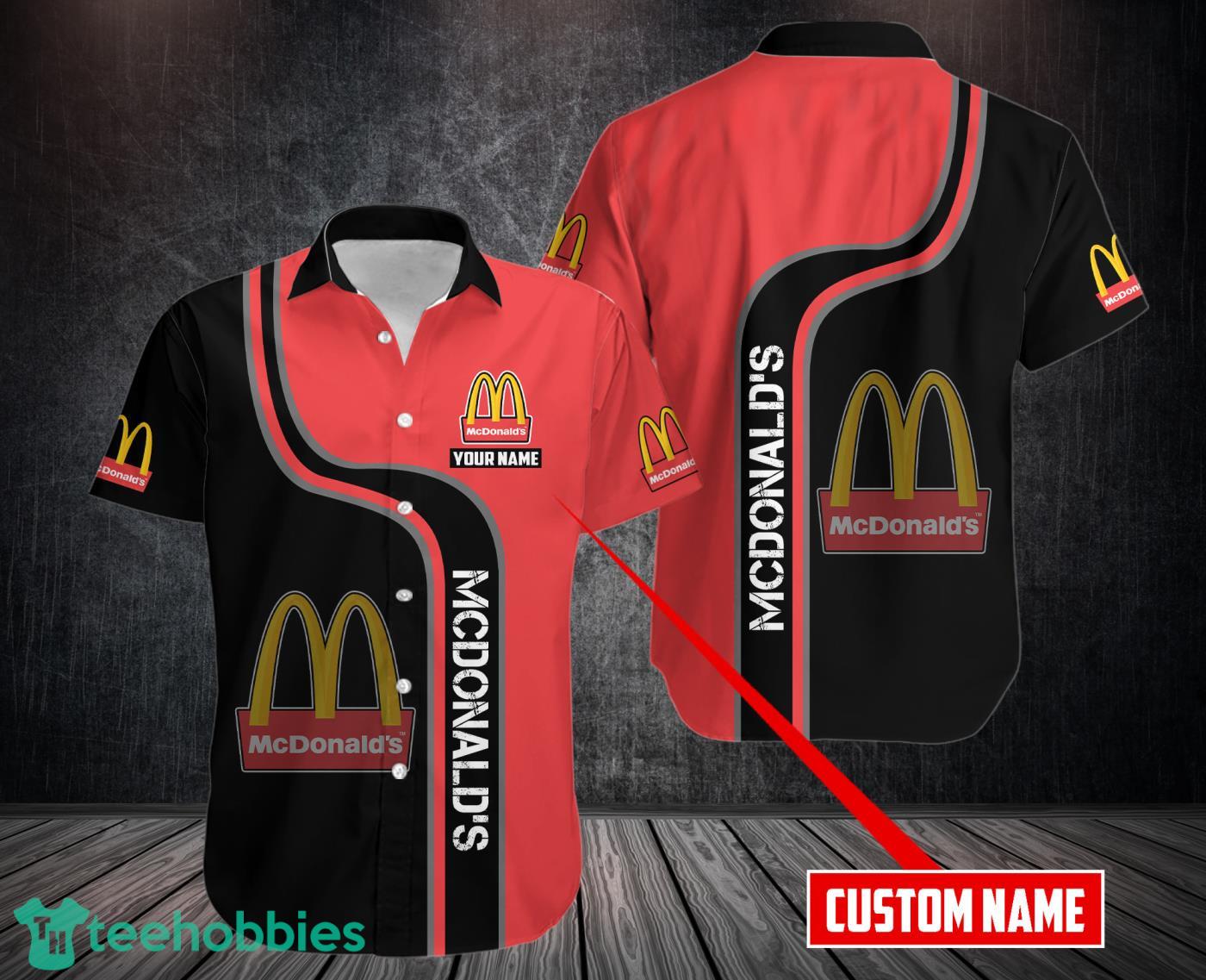 Personalized Name Mcdonald's Black Red Hawaiian 3D Shirt Product Photo 1