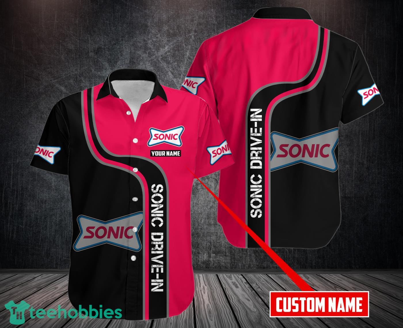 Personalized Name Sonic Drive-In Pink Black Hawaiian 3D Shirt Product Photo 1
