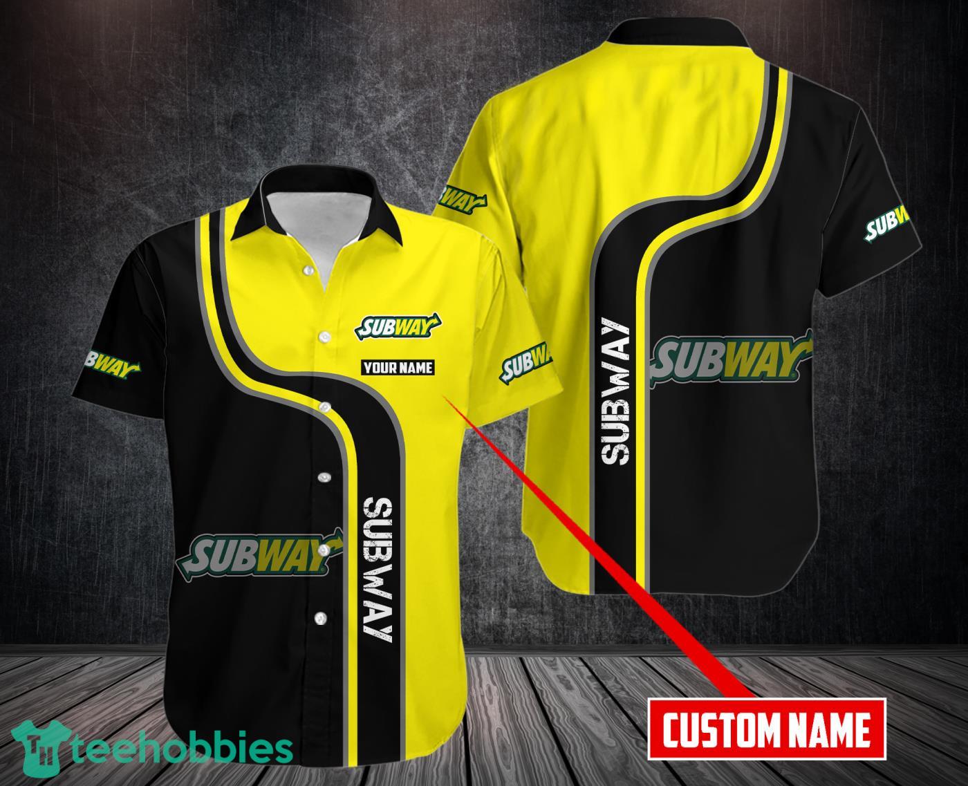 Personalized Name Subway Black Yellow Hawaiian 3D Shirt Product Photo 1