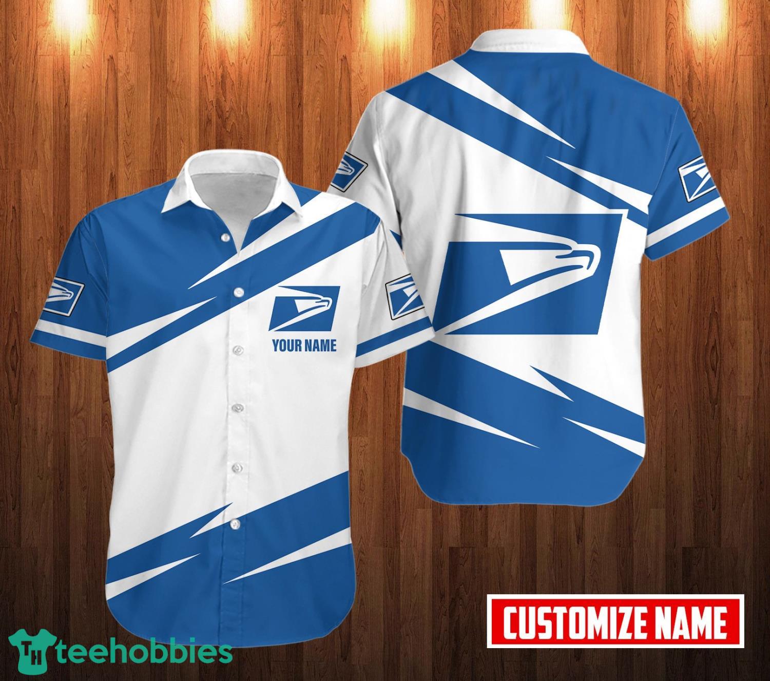 Personalized Name Usps Amazing Gift White Blue Hawaiian Shirt Product Photo 1