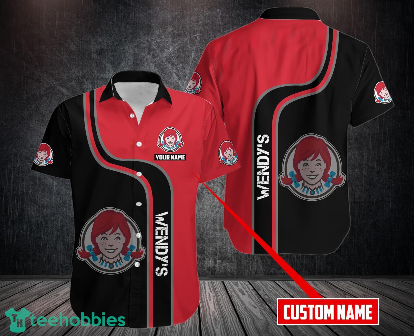 Personalized Name Wendy's Black Red Hawaiian 3D Shirt Product Photo 1