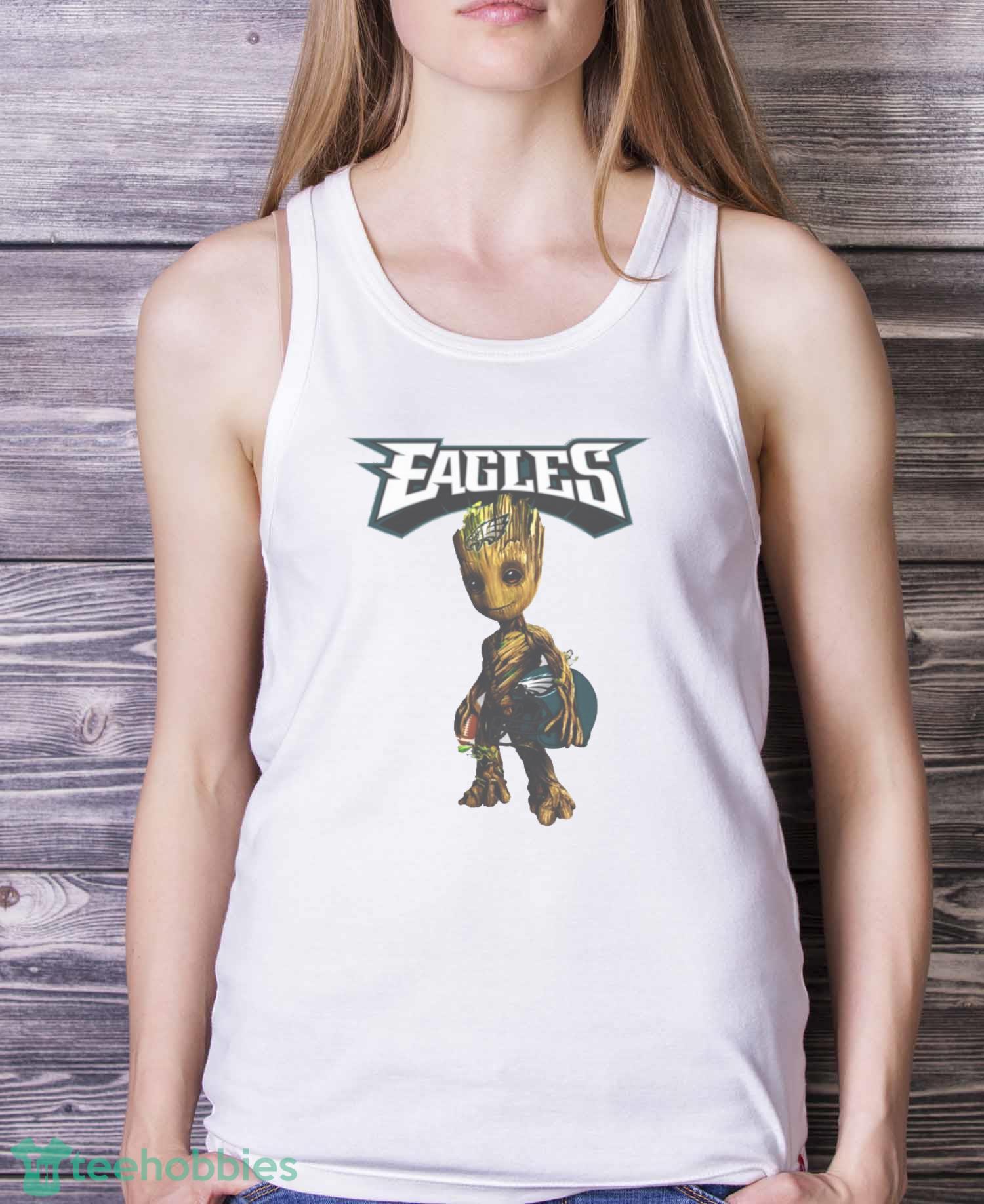 Philadelphia Eagles NFL Football Groot Marvel Guardians Of The Galaxy T Shirt - White Ladies Tank Top