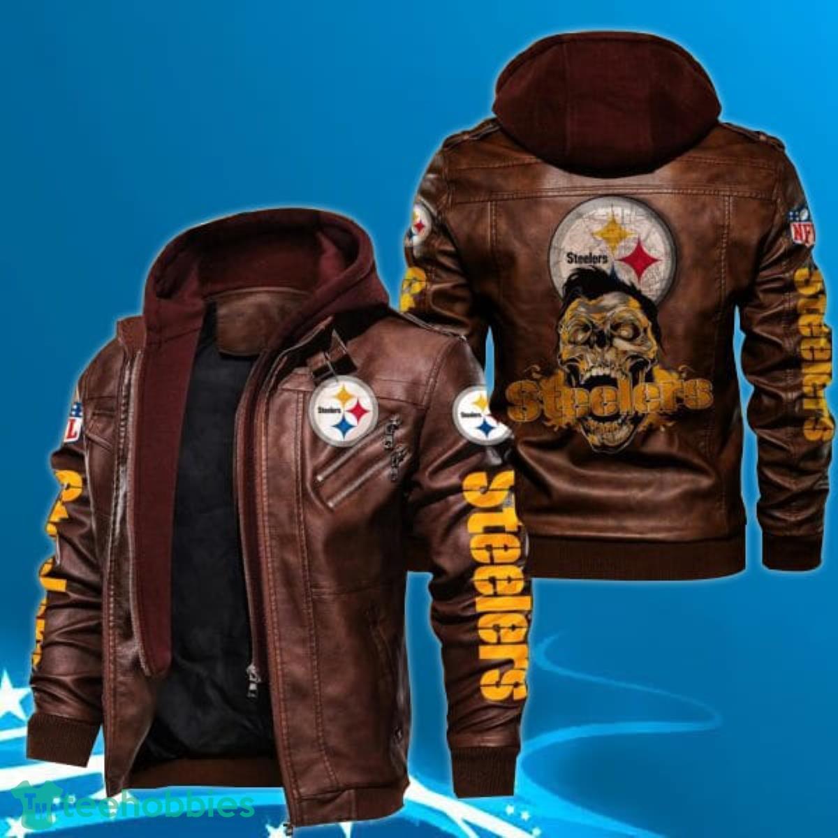 Pittsburgh Steelers Leather Jacket Skulls graphic Gift for fans cY8 Product Photo 1