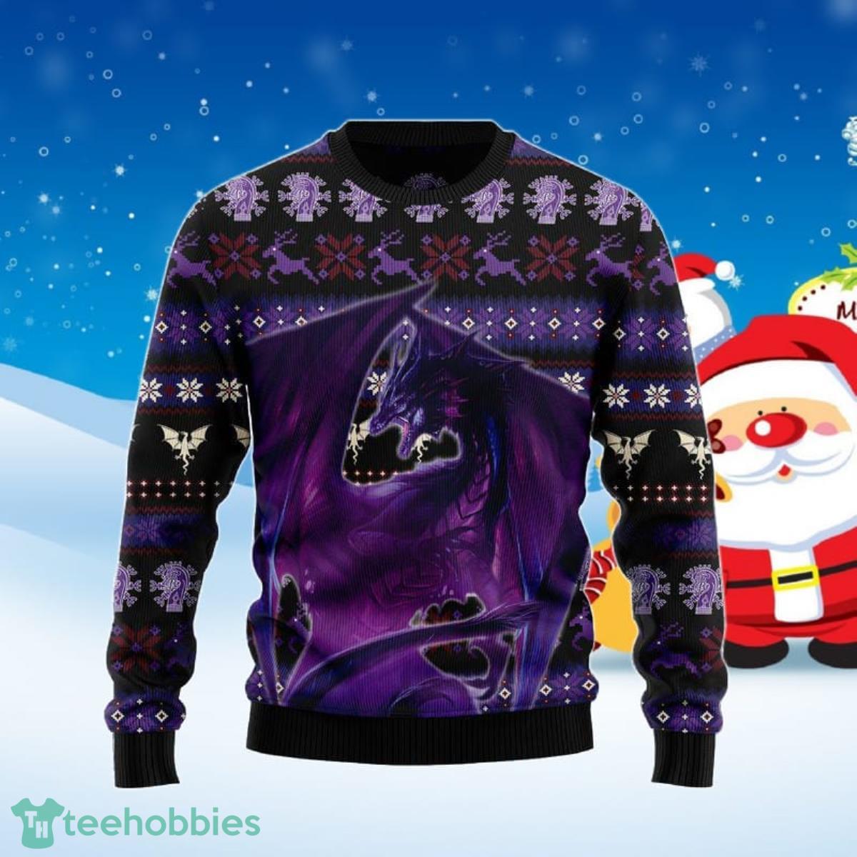 Purple Dragon Ugly Christmas Sweater Style Gift For Men And Women Product Photo 1