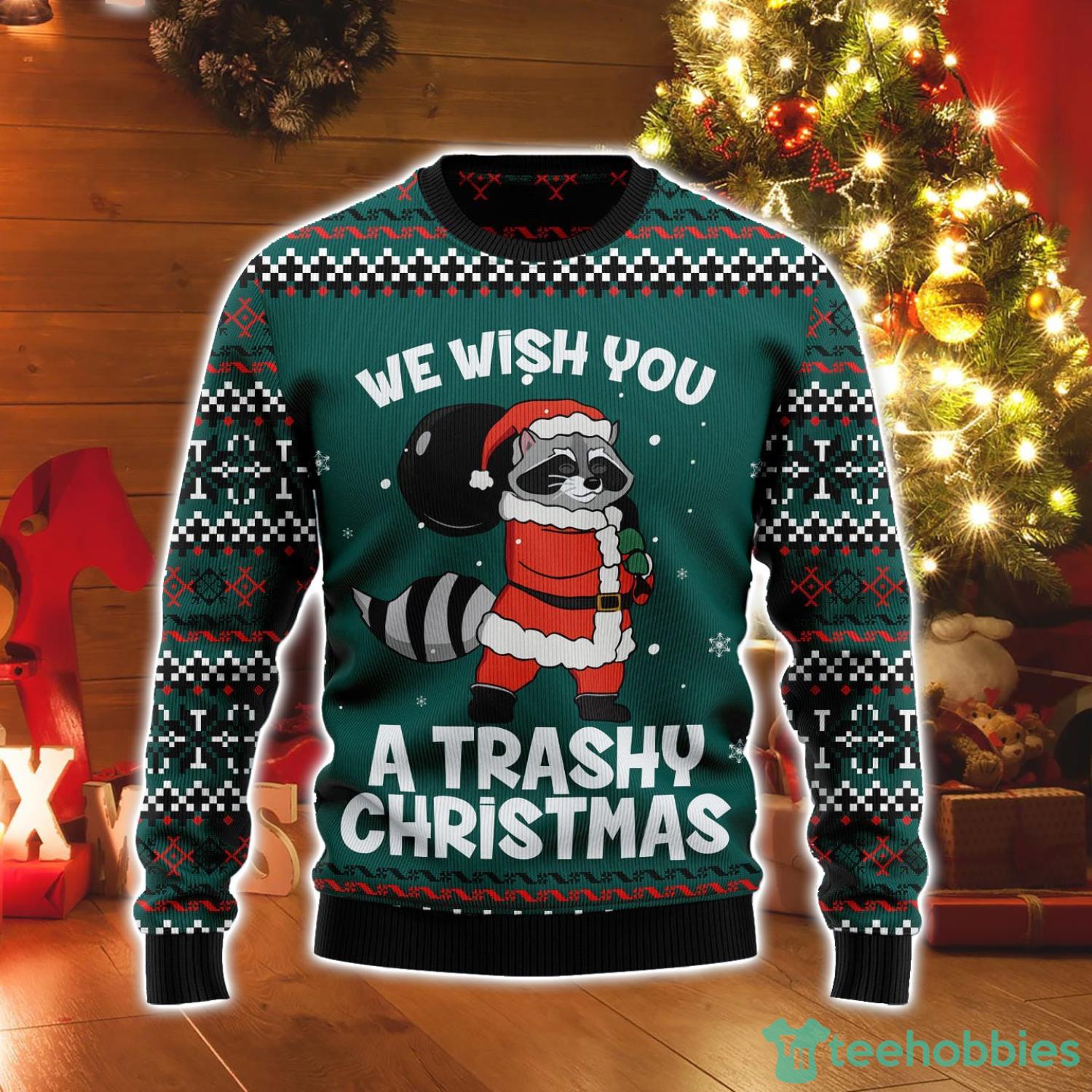 Raccoon Trashy We Wish You A Trashy Christmas Ugly Christmas Sweater Product Photo 1