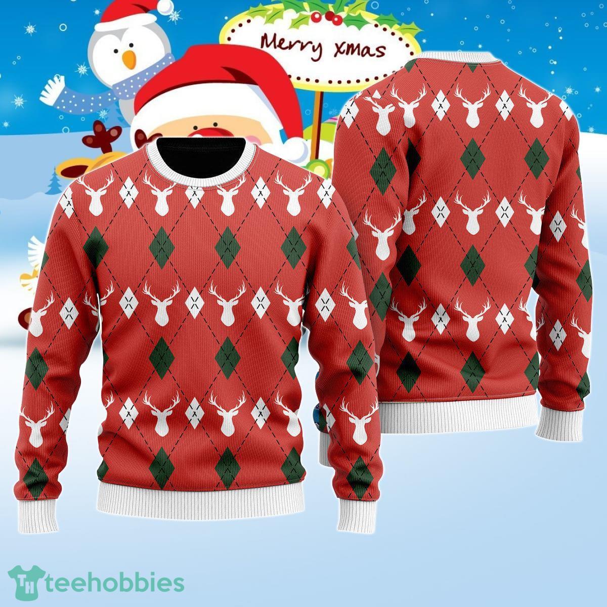 Red Argyle Reinmas Ugly Christmas Sweater Style Gift For Men And Women Product Photo 1