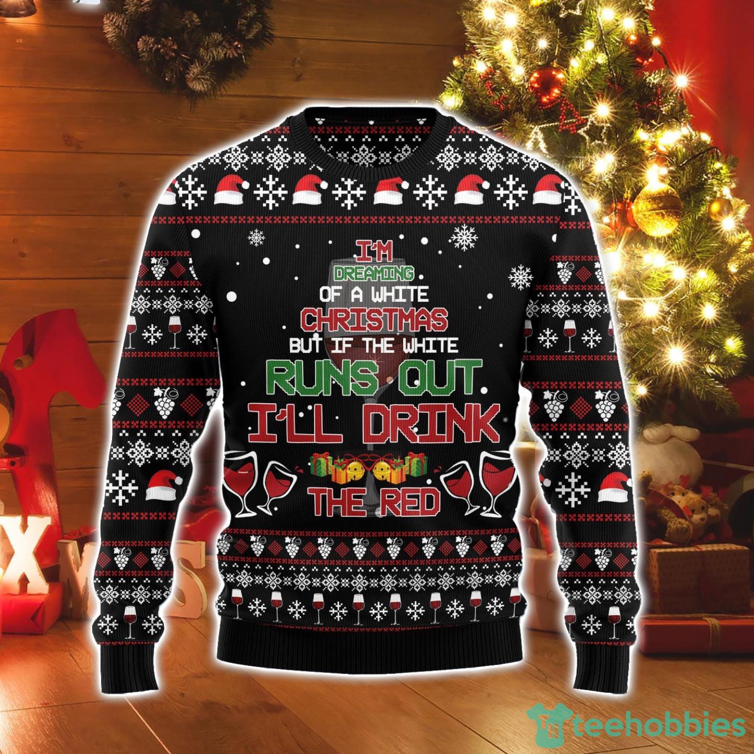 Red Wine Christmas Wine Lover Ugly Christmas Holiday Sweater Product Photo 1