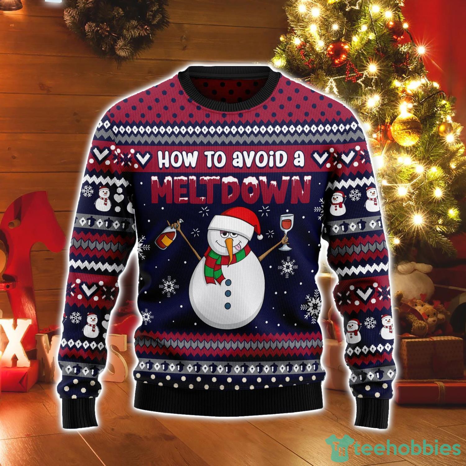 Red Wine Snowman How To Avoid A Meltdown Ugly Christmas Sweater Product Photo 1
