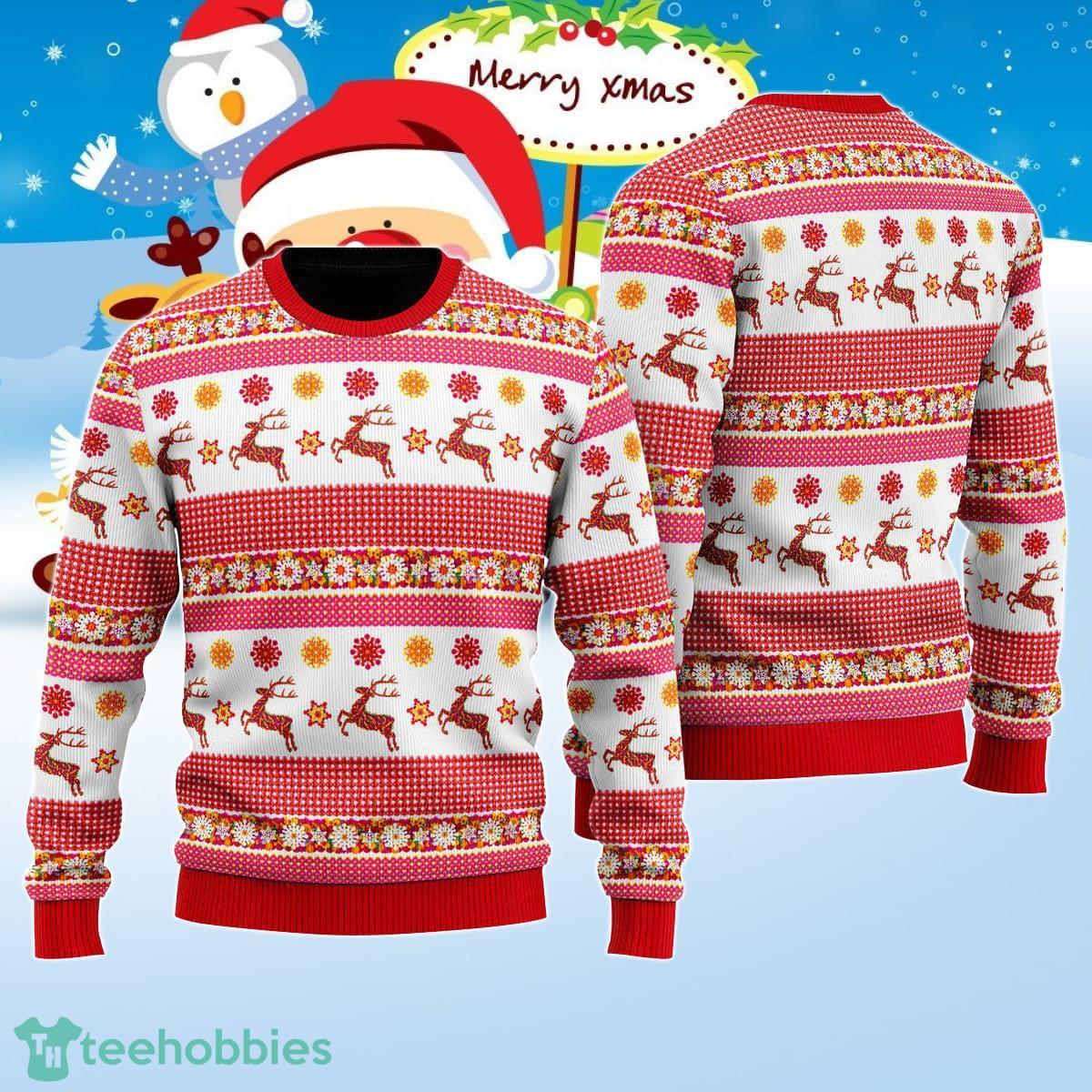 Reindeer Wonderful Time Of The Year Pattern Ugly Christmas Sweater Best Gift For Men And Women Product Photo 1