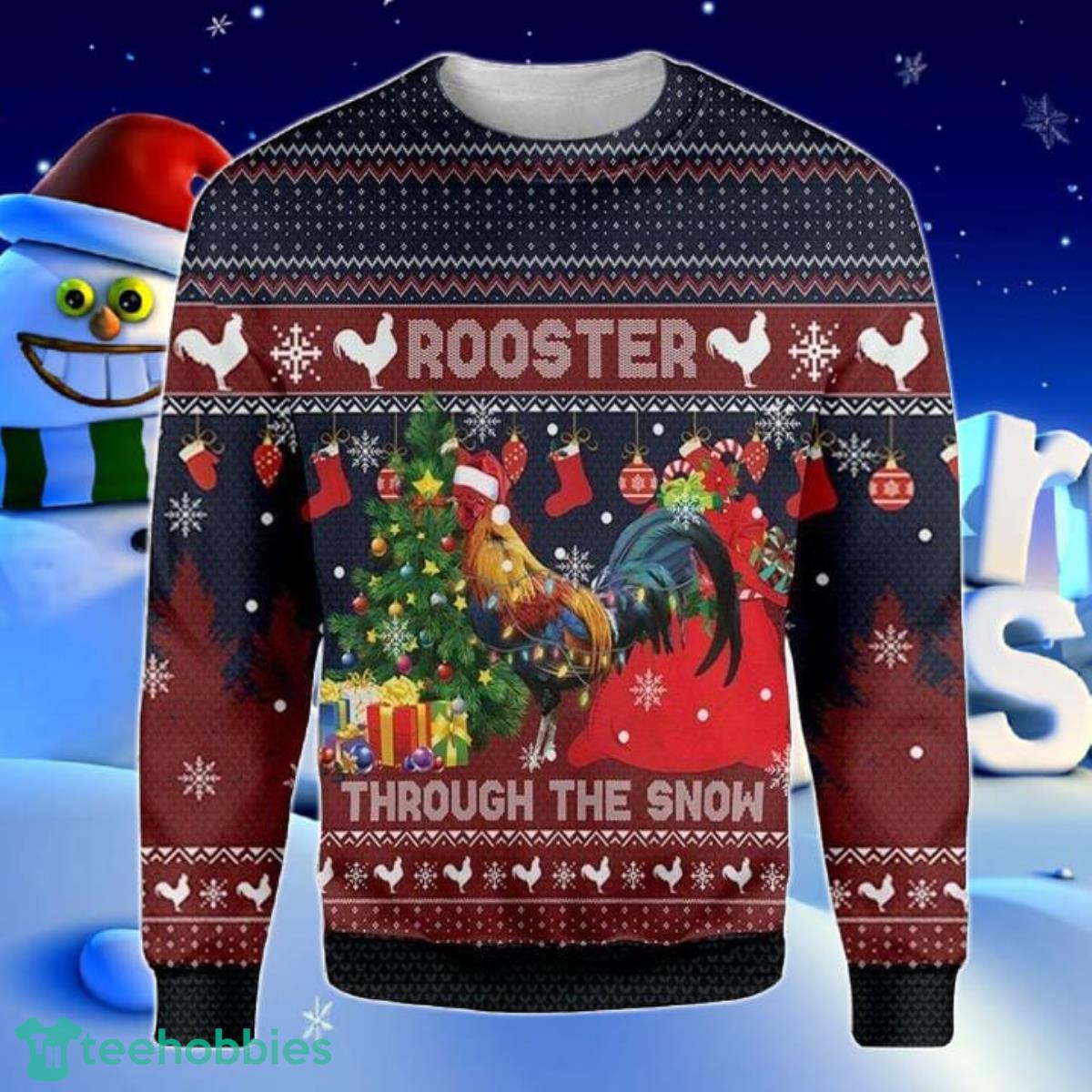 Rooster Through The Snow Ugly Christmas Sweater Best Gift For Men And Women Product Photo 1