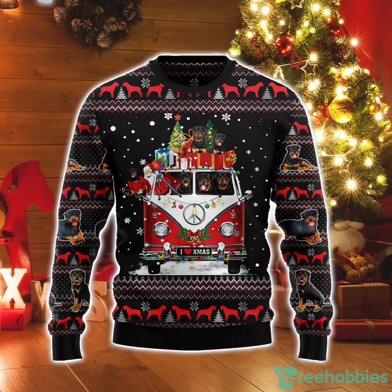 Rottweiler I Love XmasDog lover Car Ugly Christmas Sweater Product Photo 1