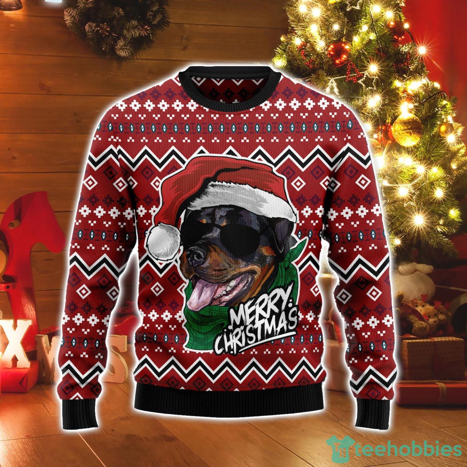 Rottweiler Merry Christmas Dog Lover Ugly Christmas Sweater Product Photo 1