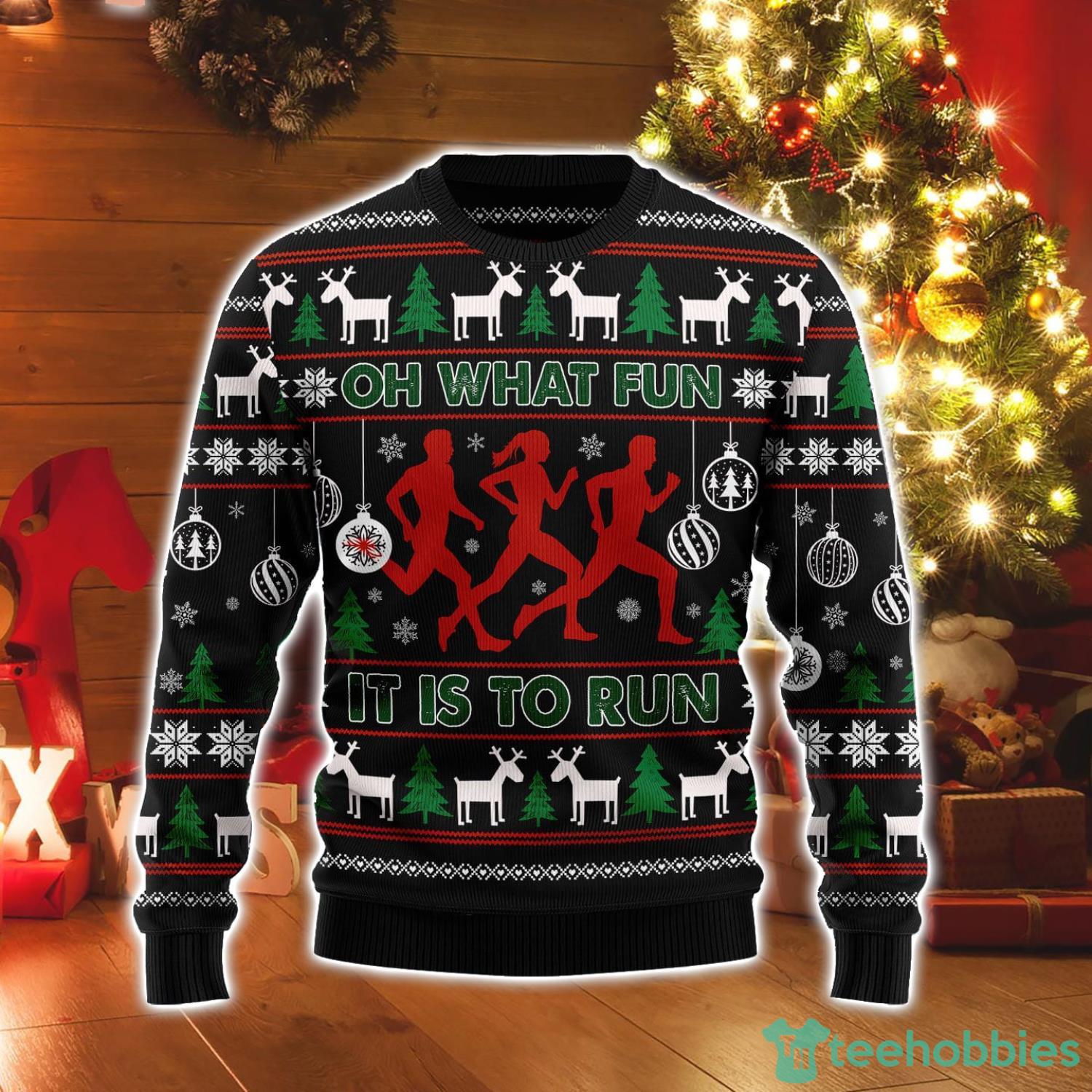 Running Oh What Fun It Is Run Ugly Christmas Sweater Product Photo 1