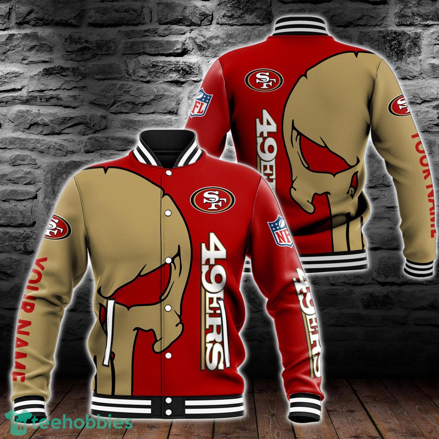 San Francisco 49ers Skull Baseball Jacket For Fans 3D All Over Printed Product Photo 1