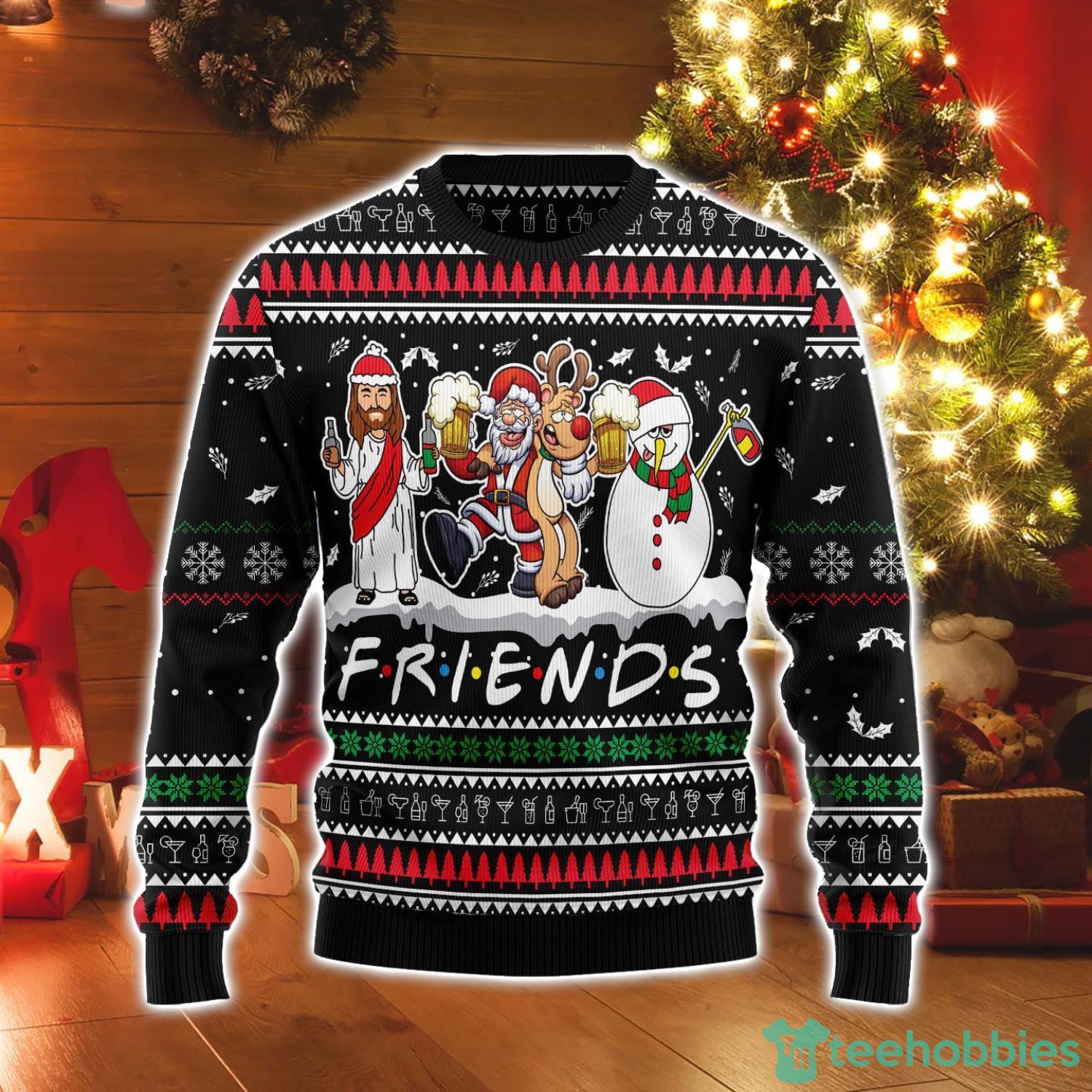 Santa Claus Jesus Friend Best Gift Ugly Christmas Sweater Product Photo 1