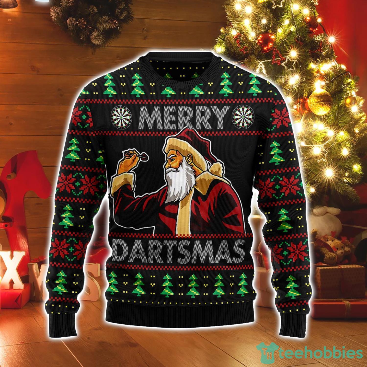 Santa Claus Merry Dartsmas Ugly Christmas Sweater Product Photo 1