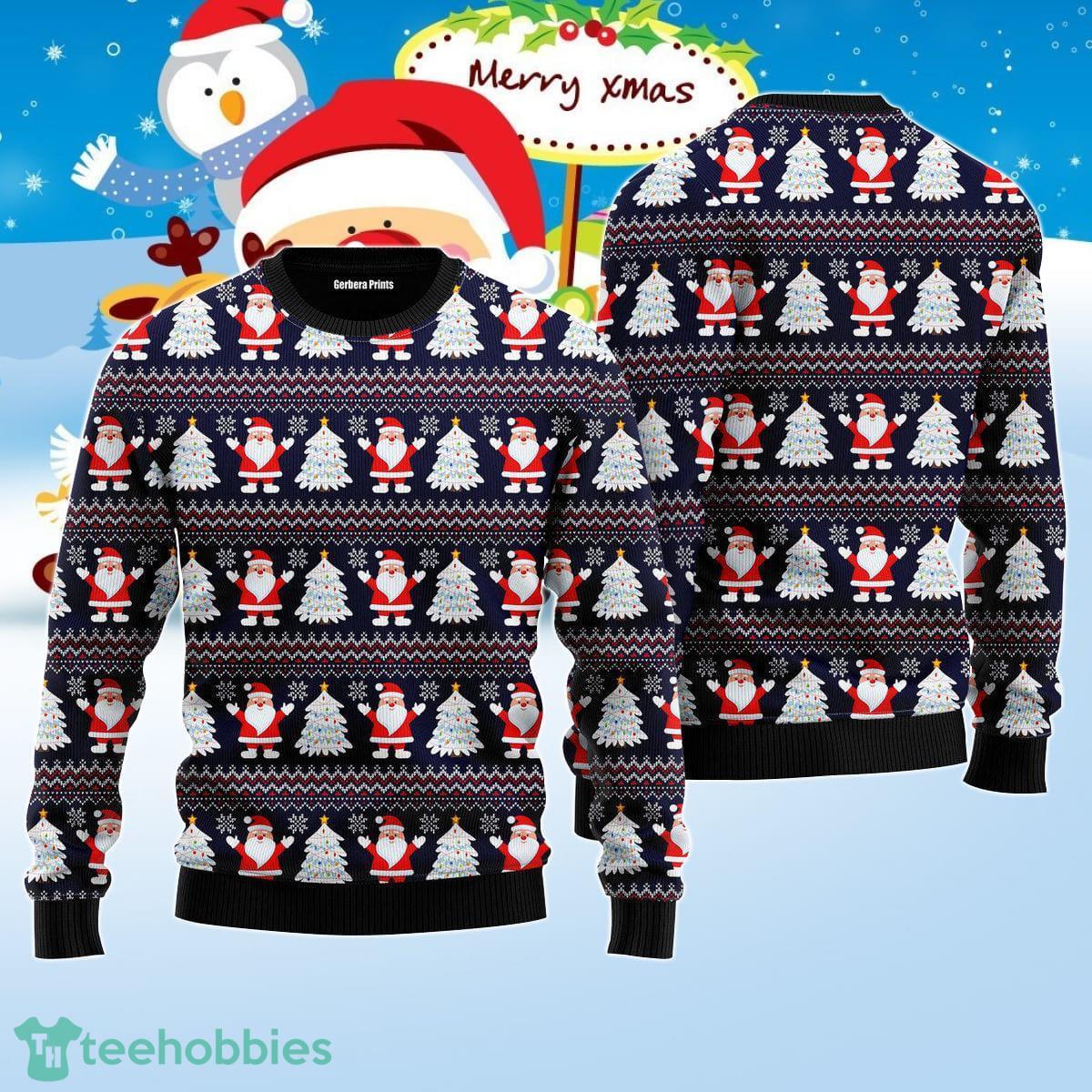 Santa Claus Under The Christmas Tree Ugly Christmas Sweater Unique Gift Product Photo 1