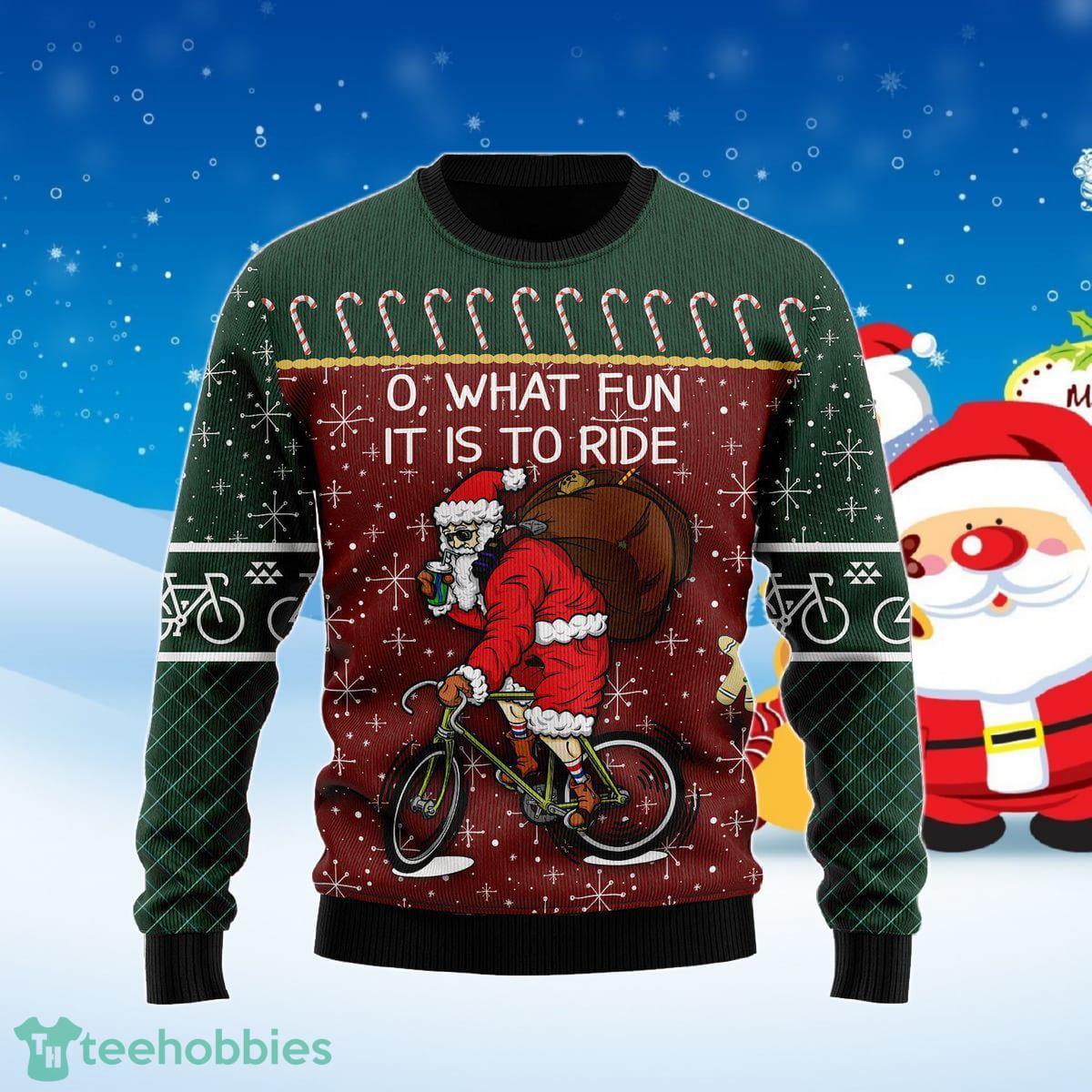Santa Cycling Funny Christmas Sweater Unique Gift Product Photo 1